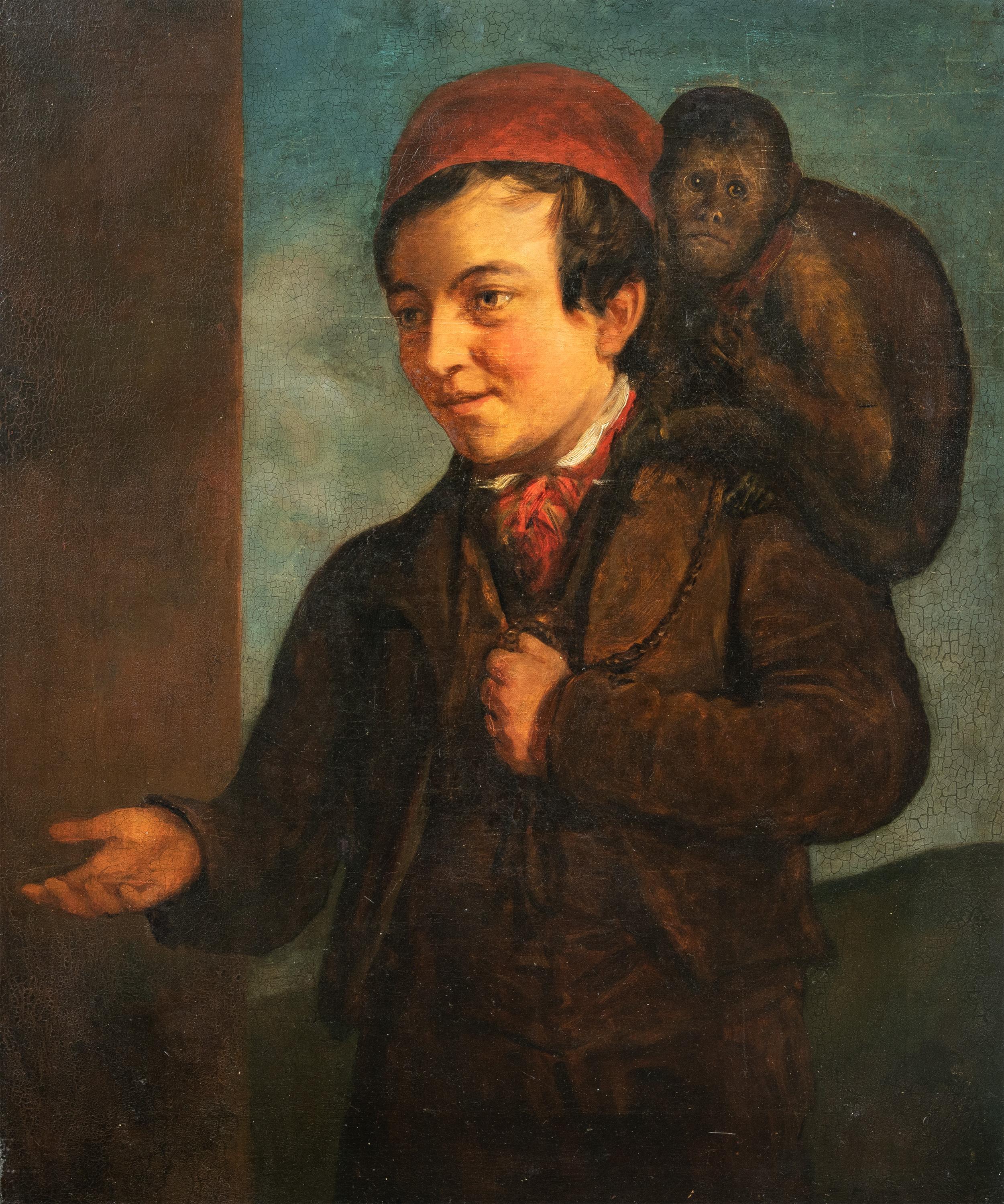 Realist painter (Italian school) - 19h century figure painting - Child with Ape 