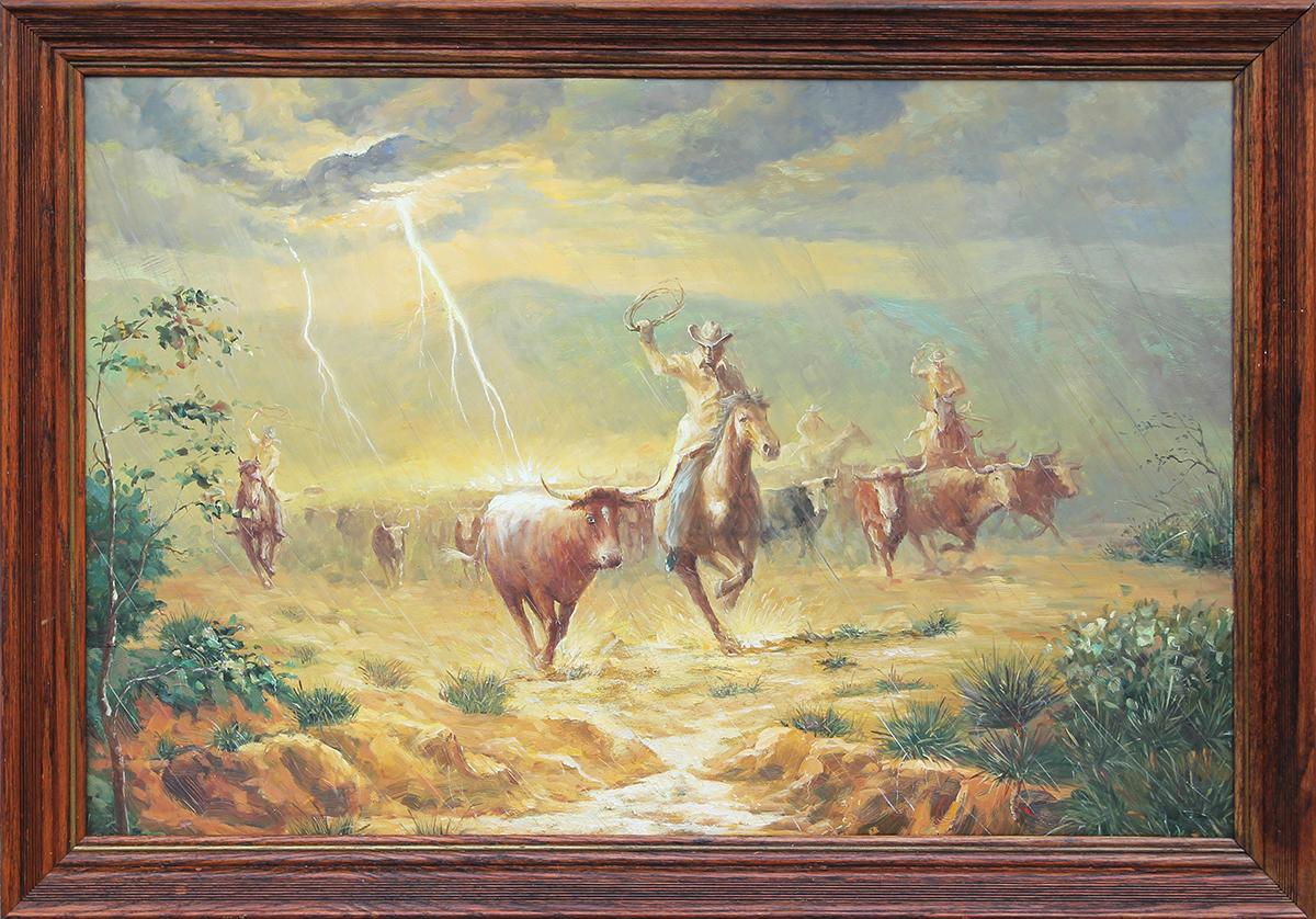 Realistic Cowboys with Horses Western Landscape