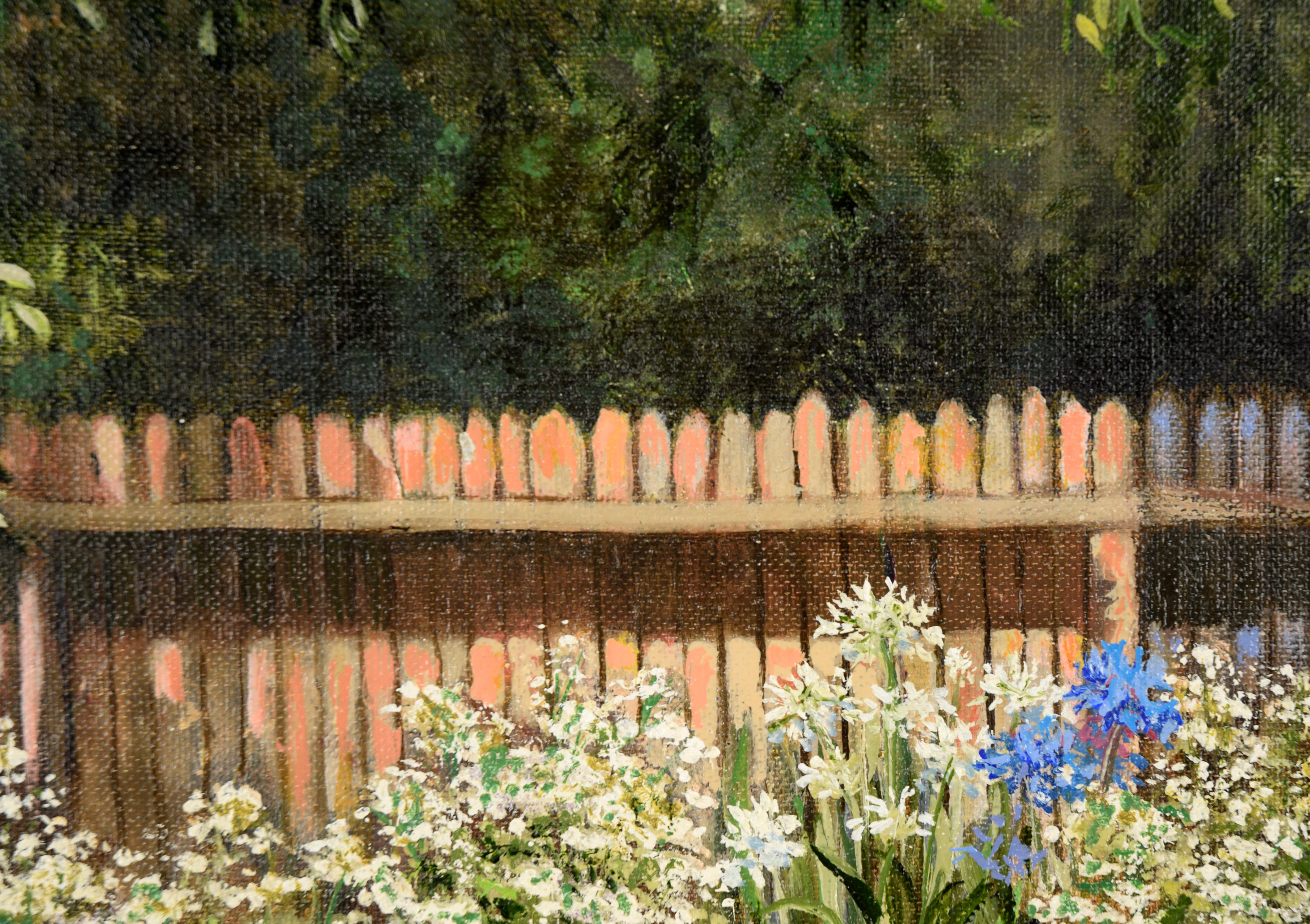 Realistic Garden Landscape - Oil on Artist's Board For Sale 2