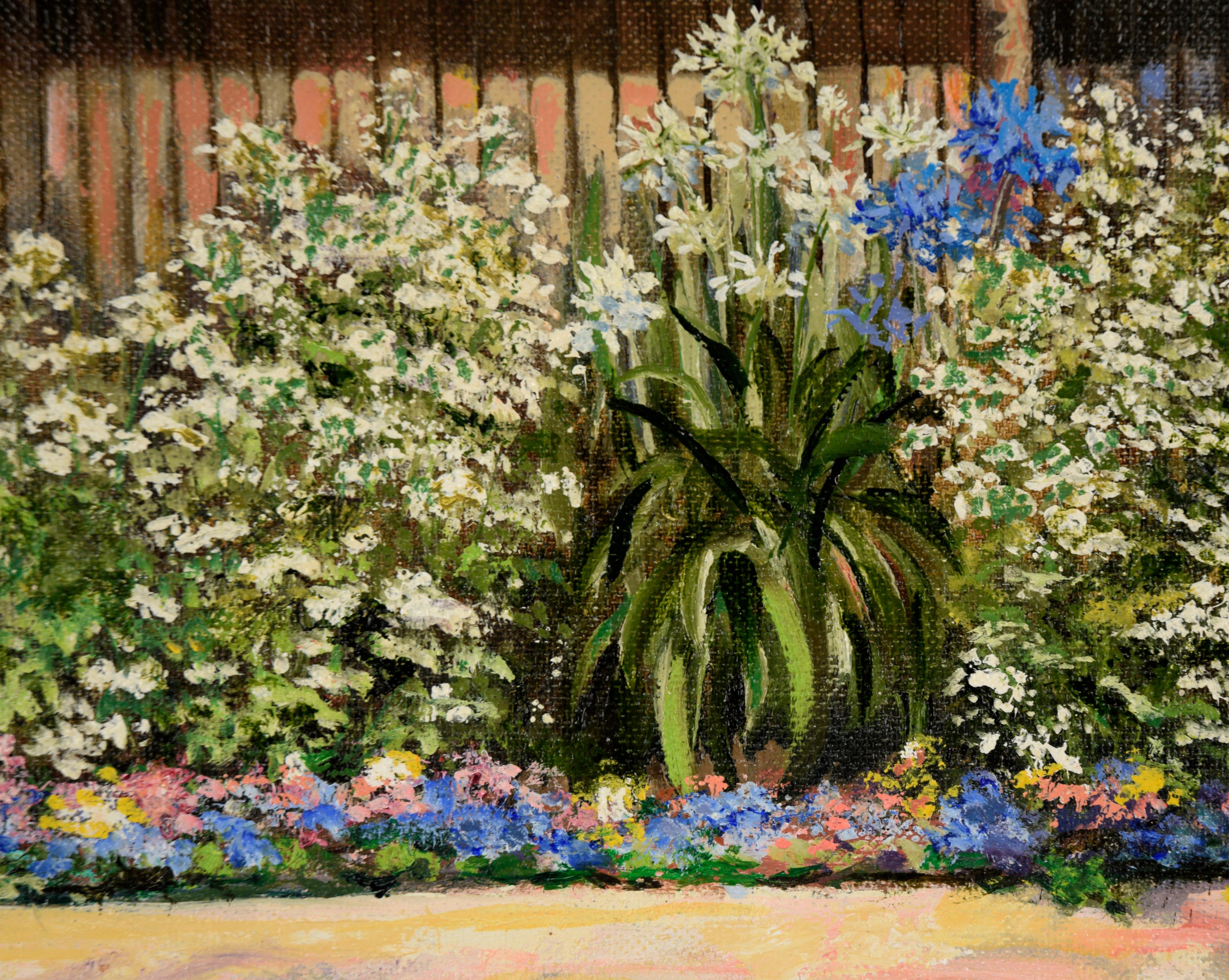 Realistic Garden Landscape - Oil on Artist's Board For Sale 4