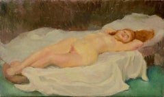 Reclining Red Headed Female Nude Figurative