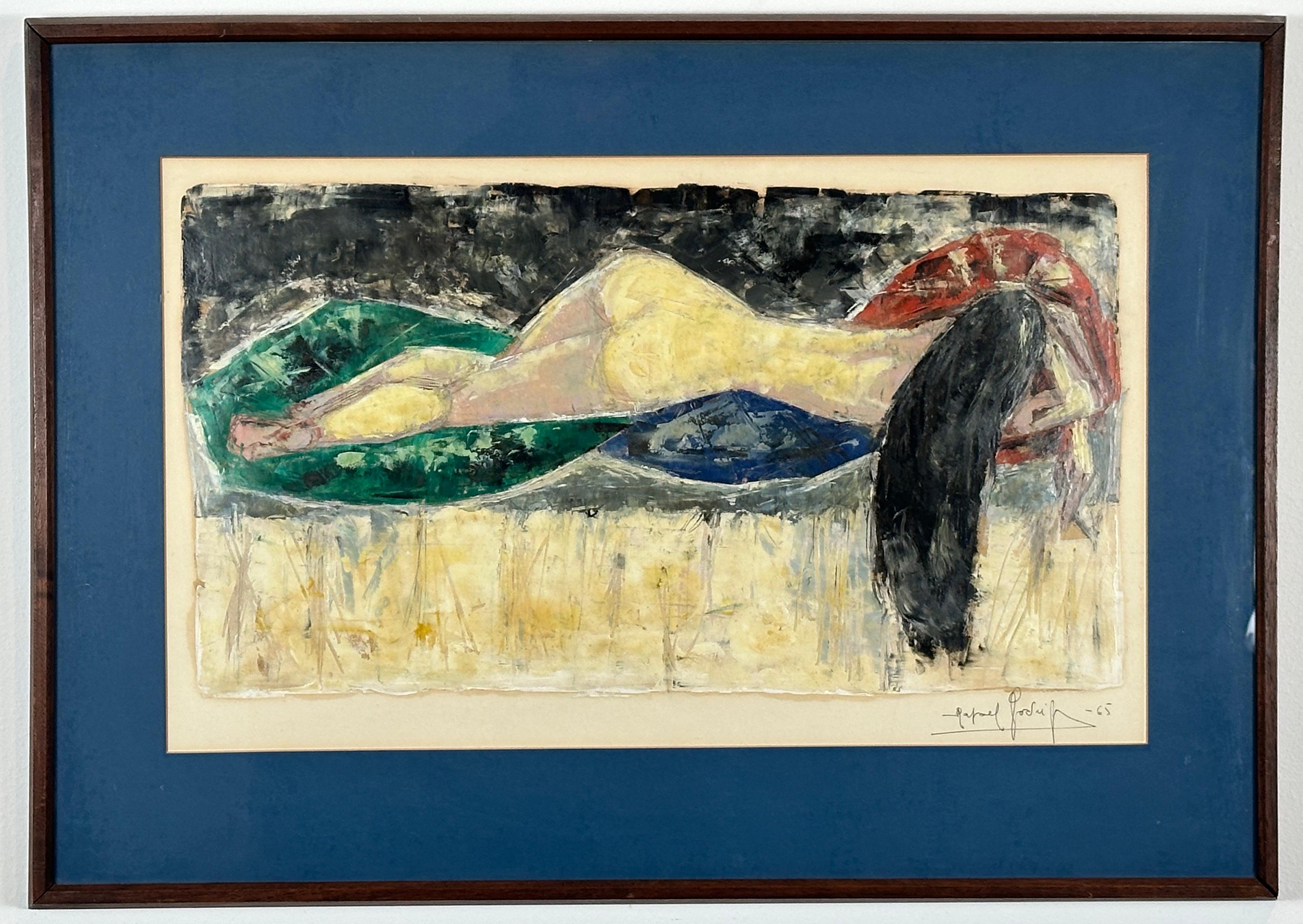 Unknown Abstract Painting - Reclining Nude (cubist woman)