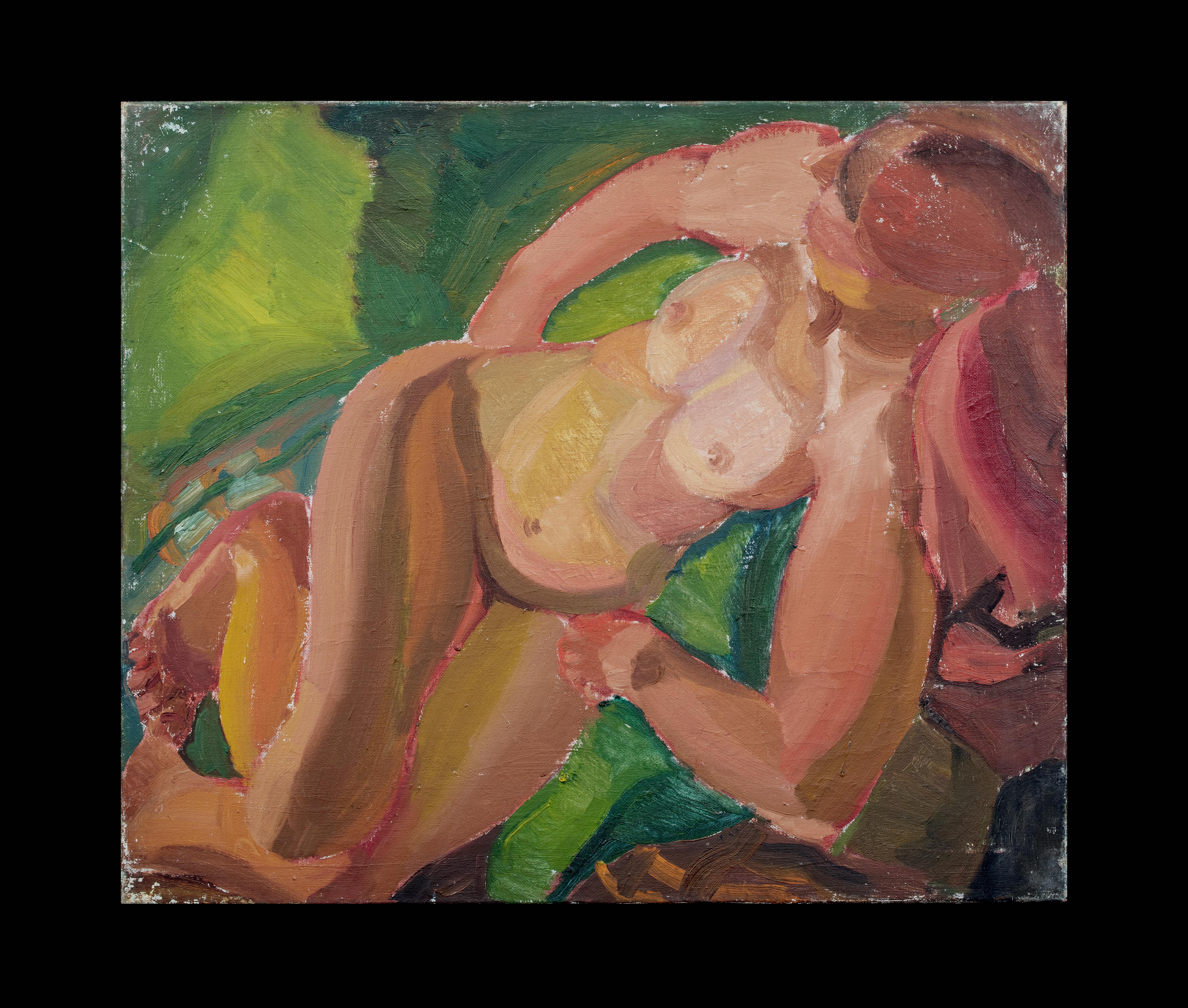 Liegesessel, Akt, frühes 20. Jahrhundert   von Harry Barr (1896-1987) – Painting von Unknown