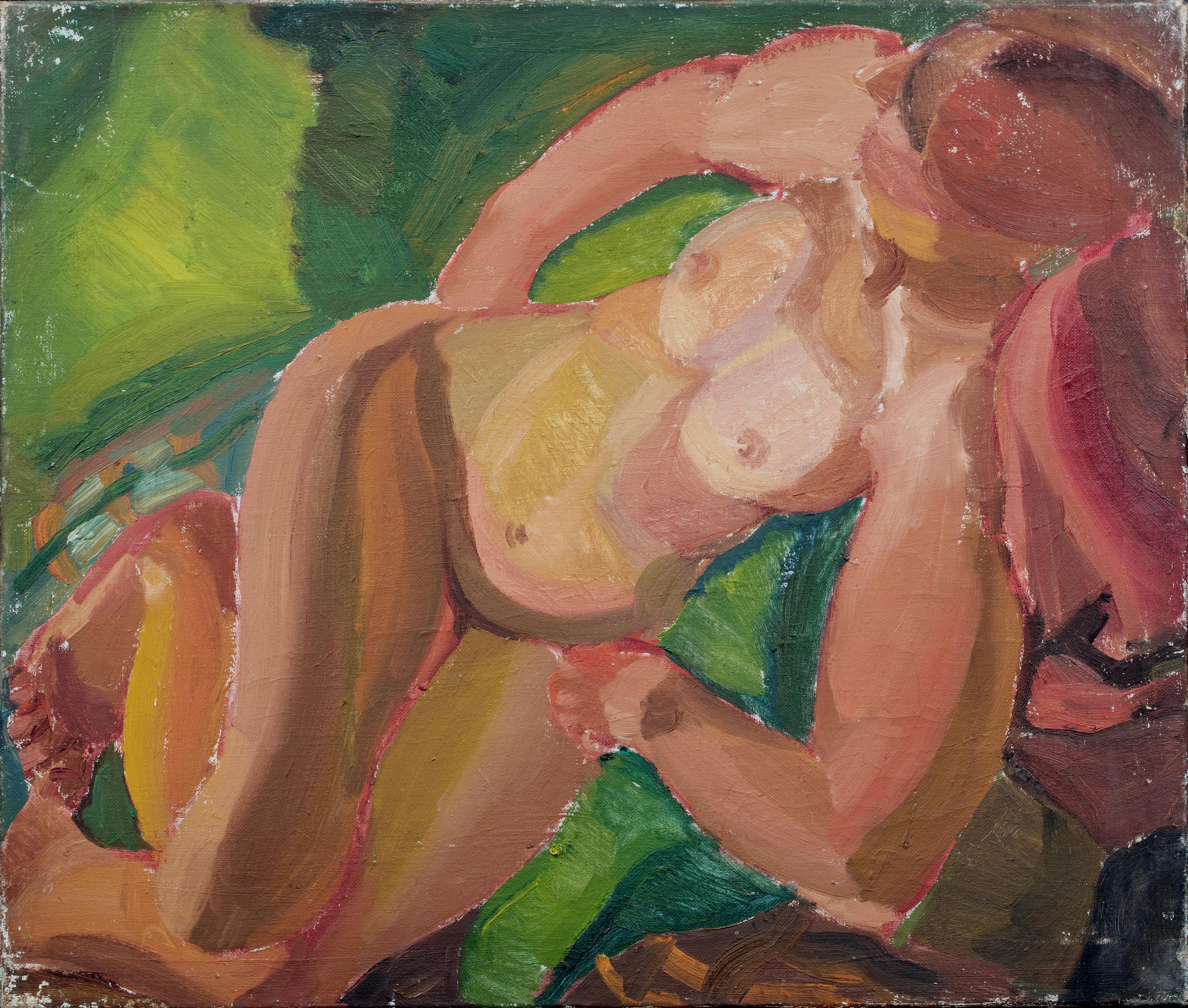 Unknown Nude Painting - Reclining Nude, early 20th Century   by Harry Barr (1896-1987)