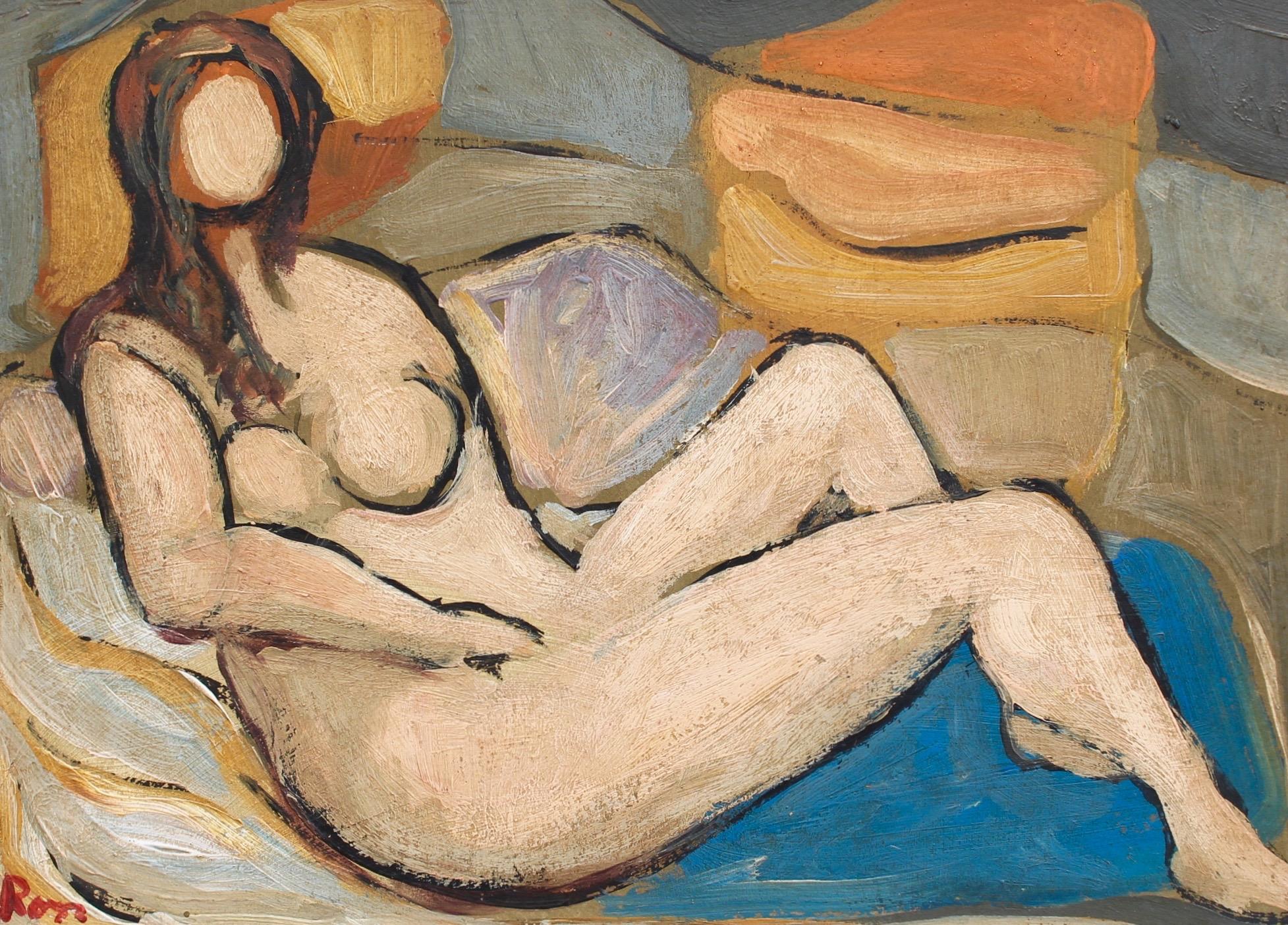 Unknown Nude Painting - 'Reclining Nude in Colour' by R.M.