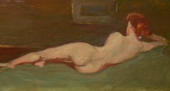 Reclining Nude, Italian School, early 20th c., oil, figurative, landscape
