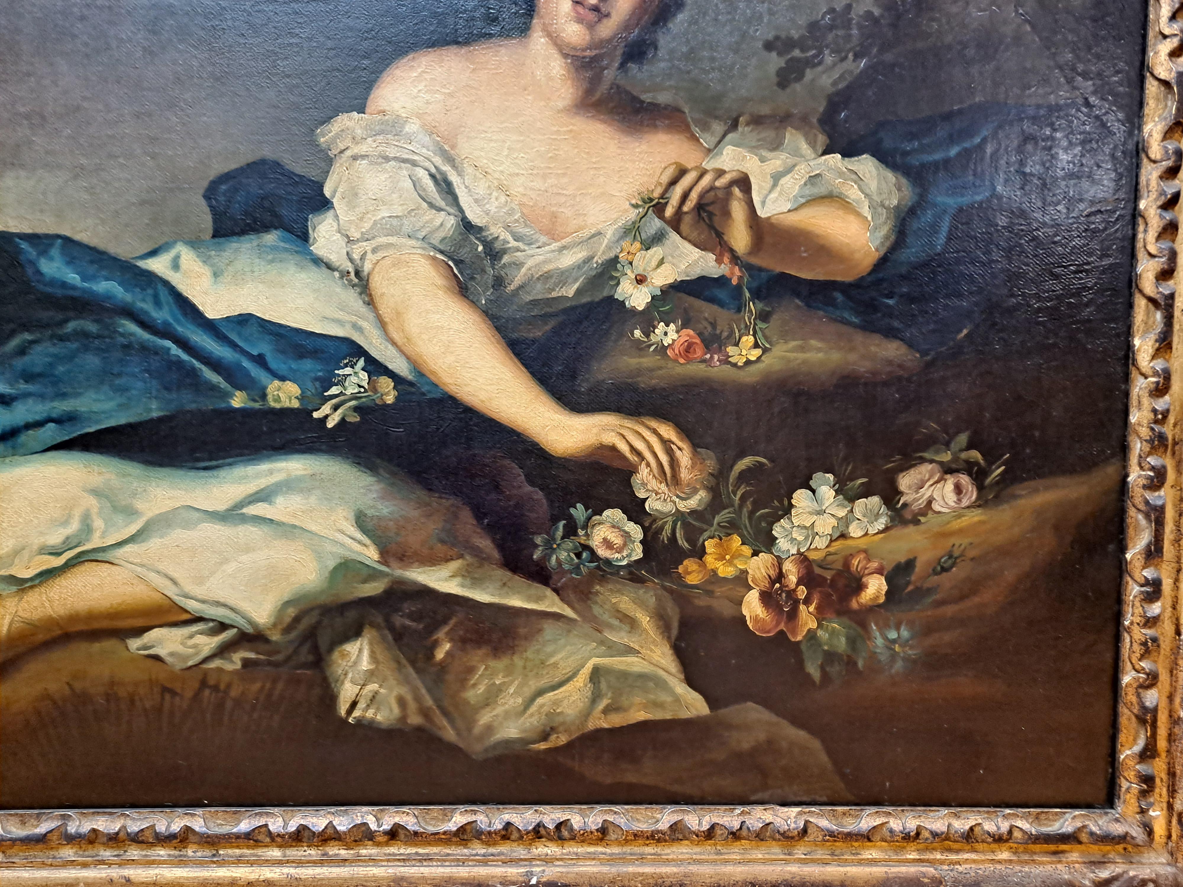 Reclining Portrait of Henriette of France as Flora, After Jean-Marc Nattier For Sale 2
