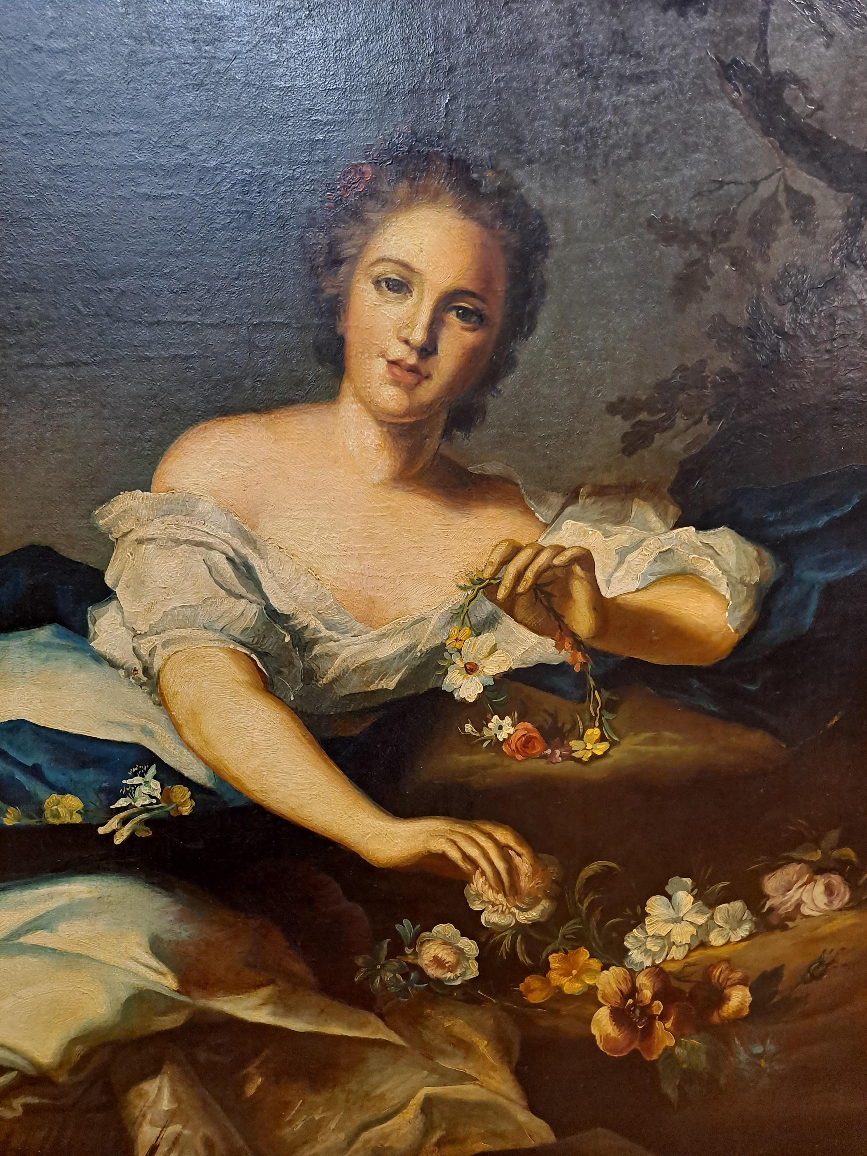 Reclining Portrait of Henriette of France as Flora, After Jean-Marc Nattier For Sale 3