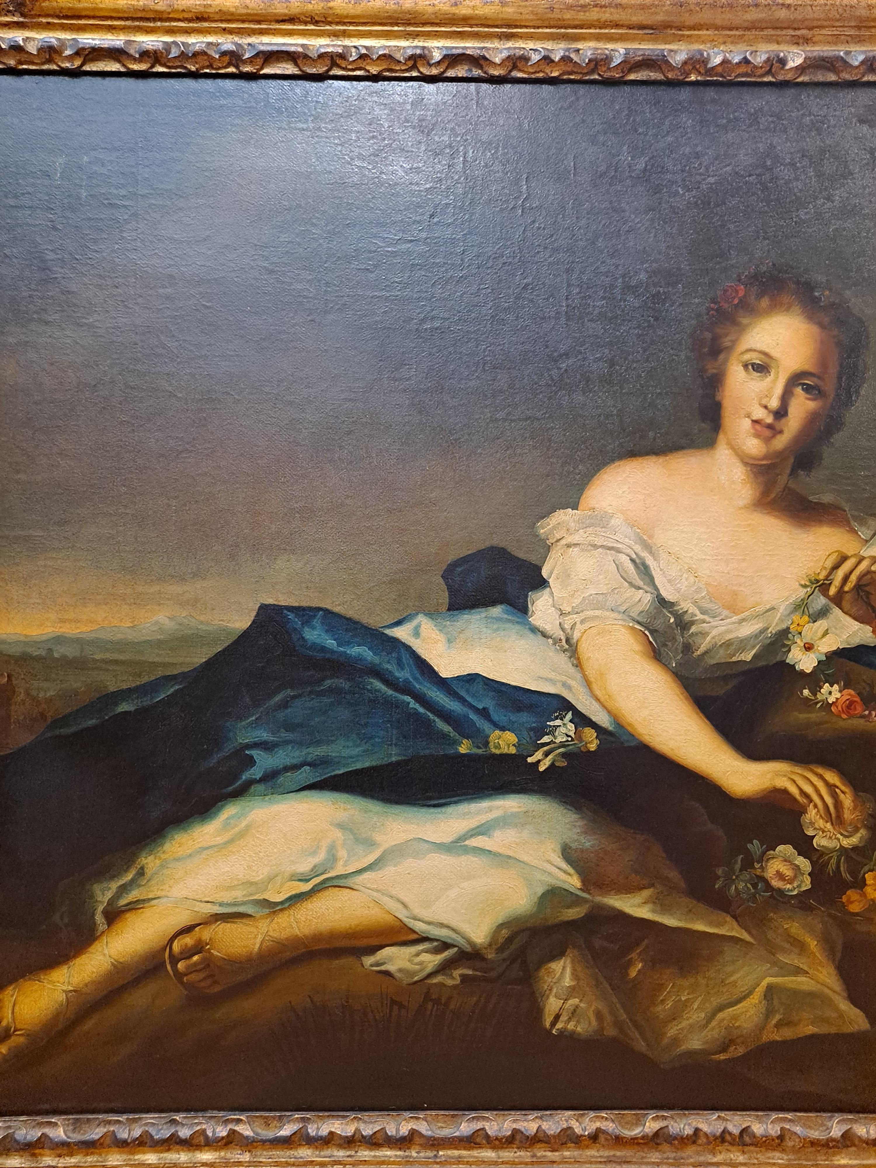 Reclining Portrait of Henriette of France as Flora, After Jean-Marc Nattier For Sale 4
