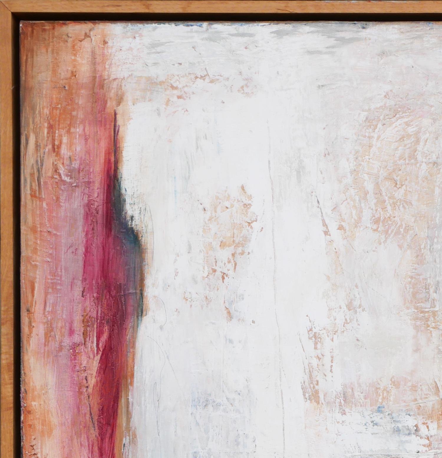 Pittura astratta contemporanea a tecnica mista rossa e bianca - Painting Astratto di Unknown