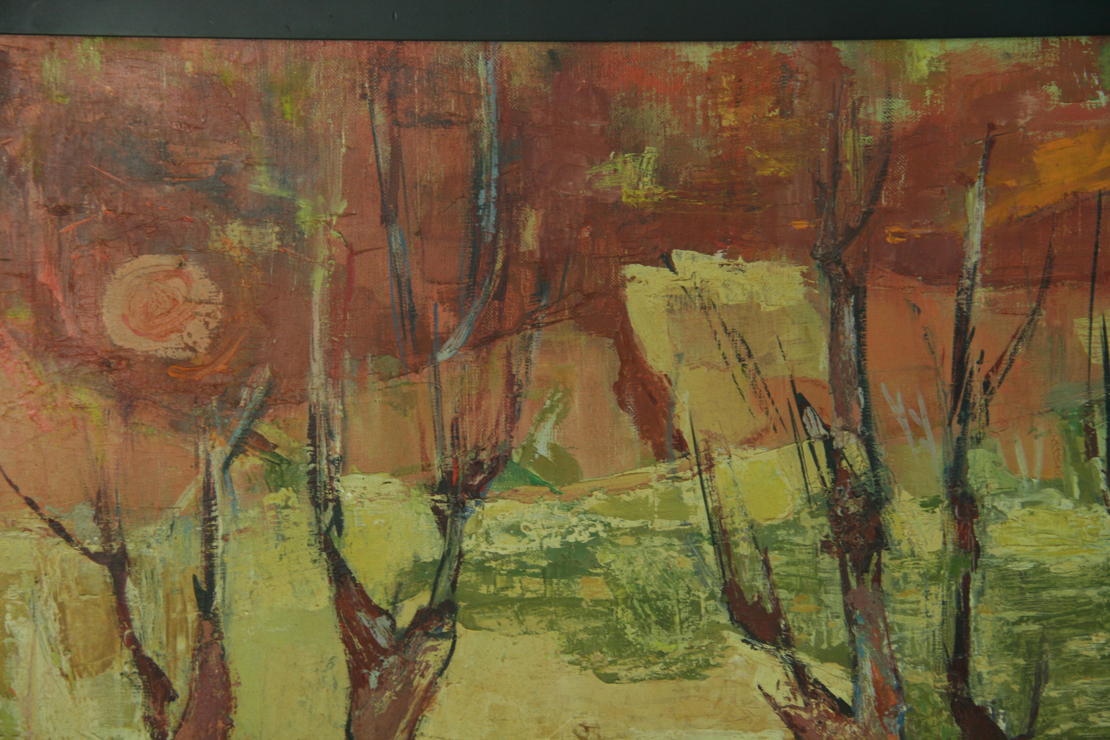 Rot glühender Sonnenuntergang (Braun), Landscape Painting, von Unknown