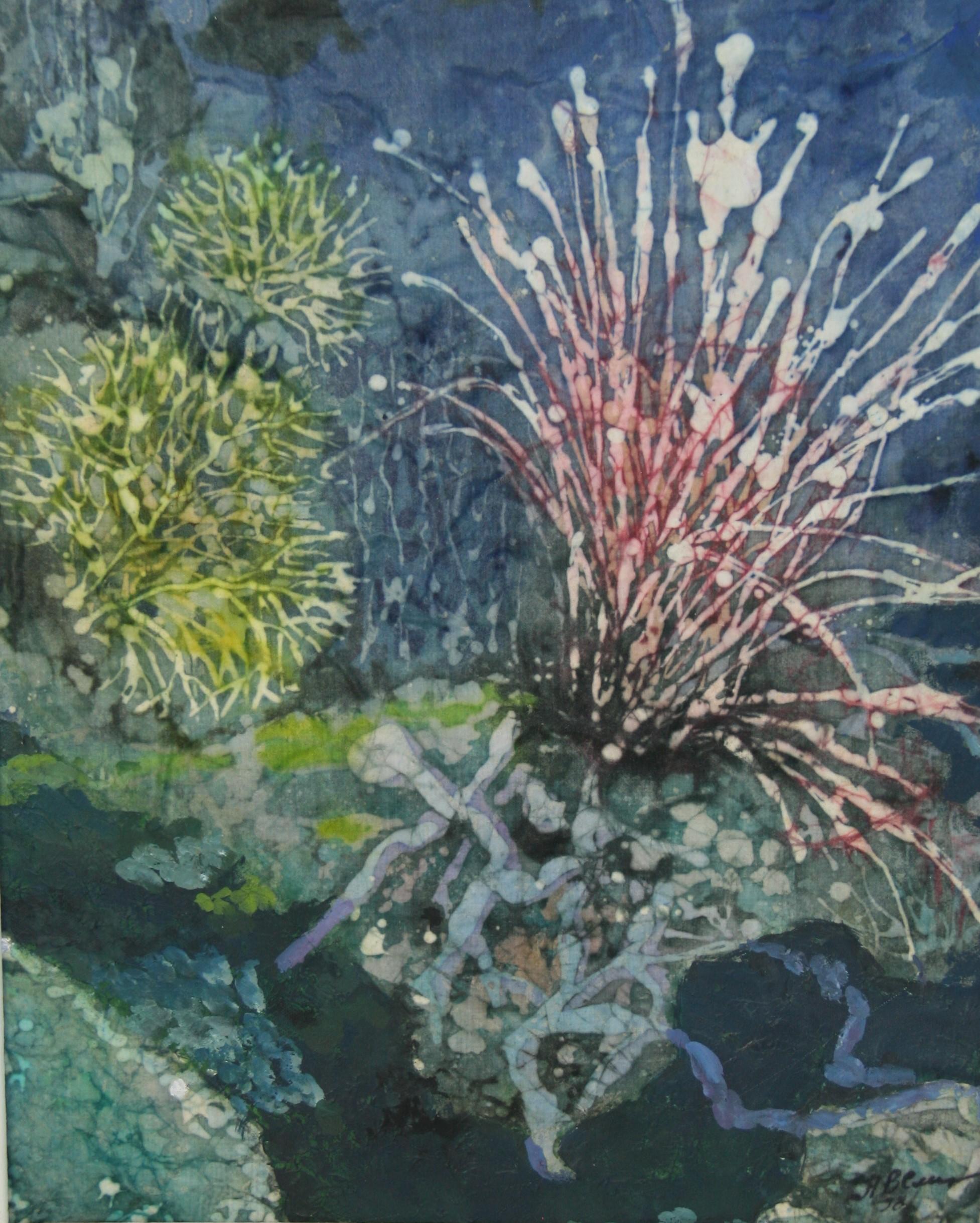 Rote Koralle in tiefblauem Meer (Grau), Landscape Painting, von Unknown