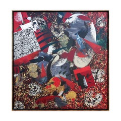 Red, Gray, and Black Modernist Abstract Expressionist Painting