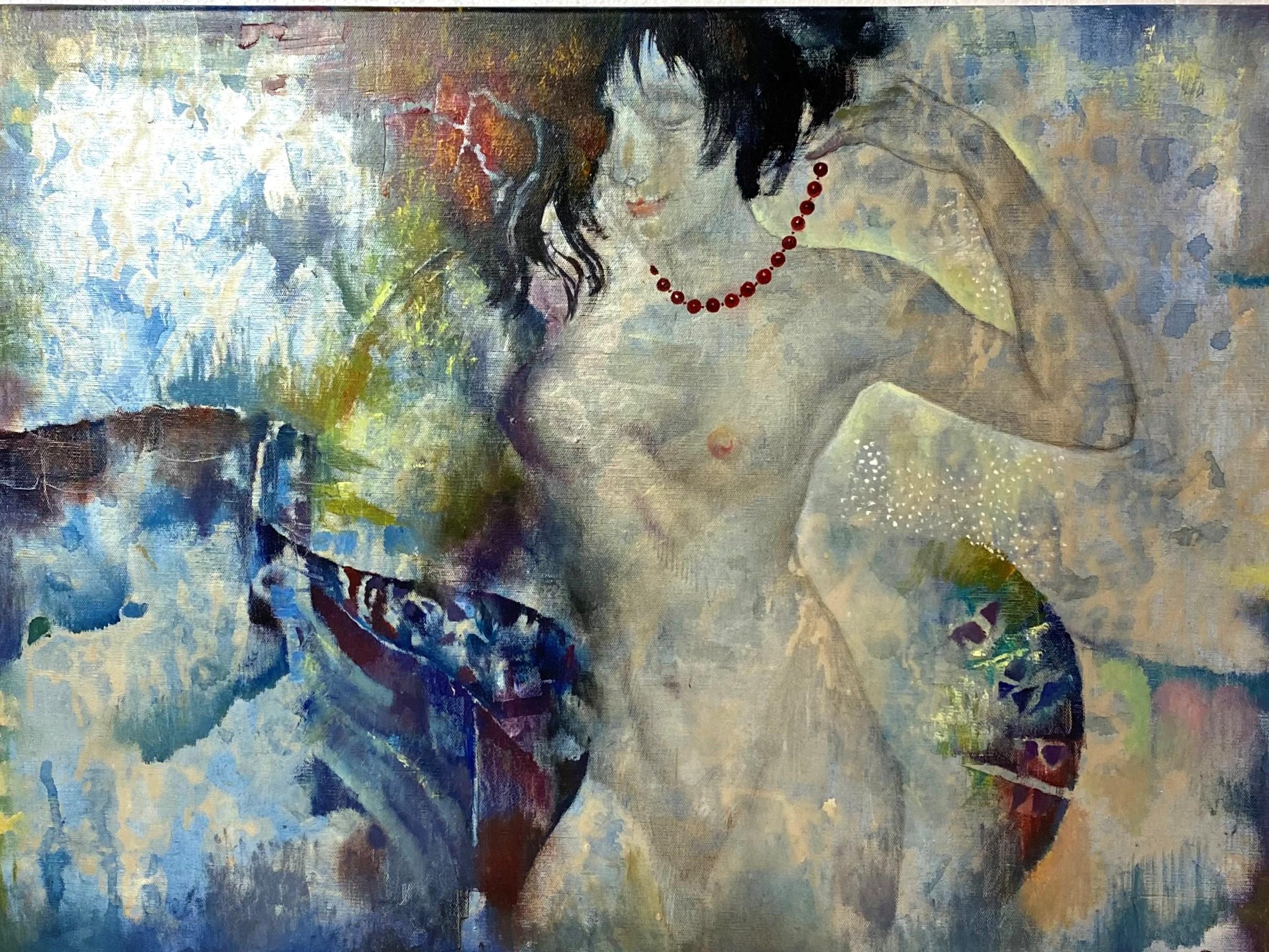 Unknown Nude Painting - Red Necklace by Olga Naletoua
