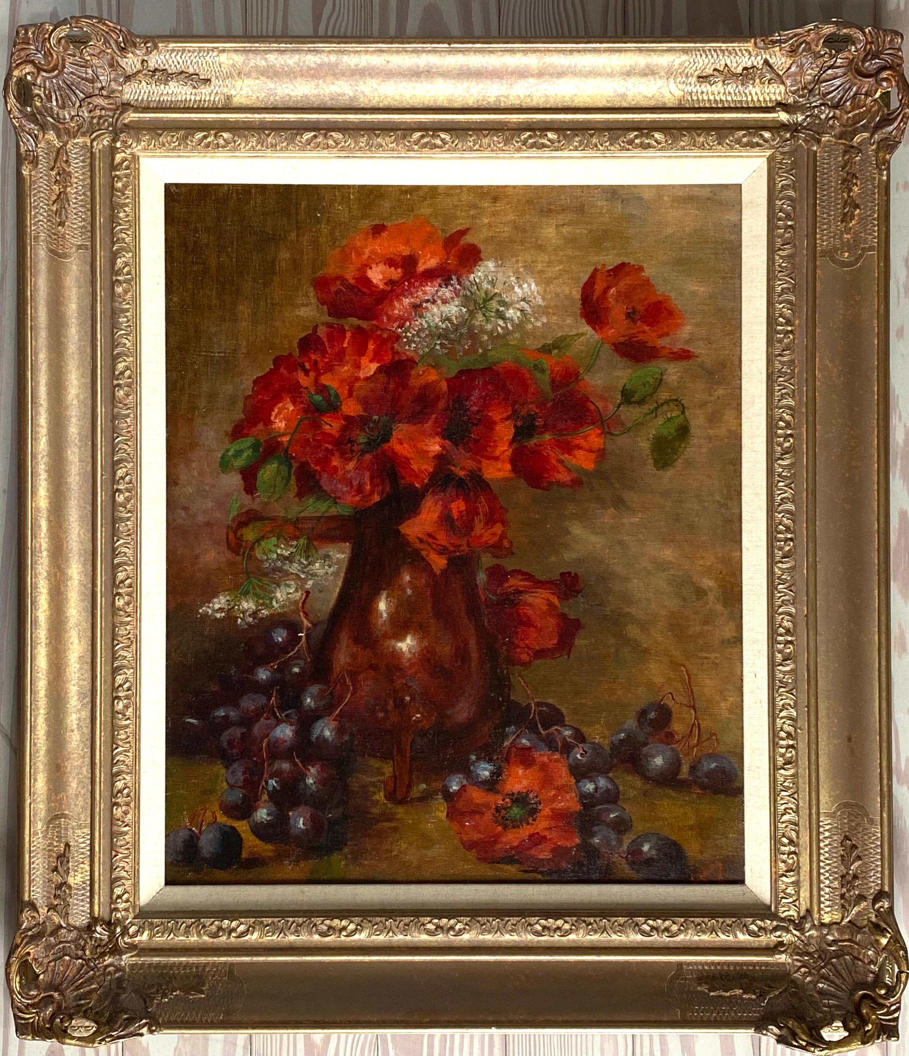 “Red Poppies and Grapes” For Sale 4