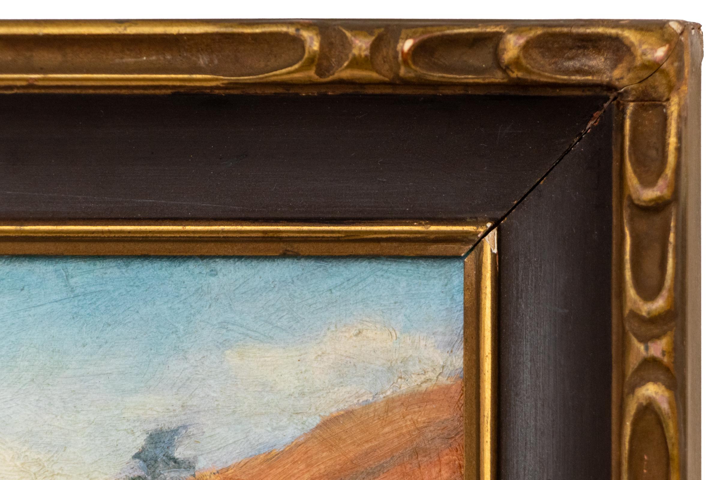 Red Rocks Park 1930s Oil Painting – Snow-Capped Mountain Landscape Artwork For Sale 4
