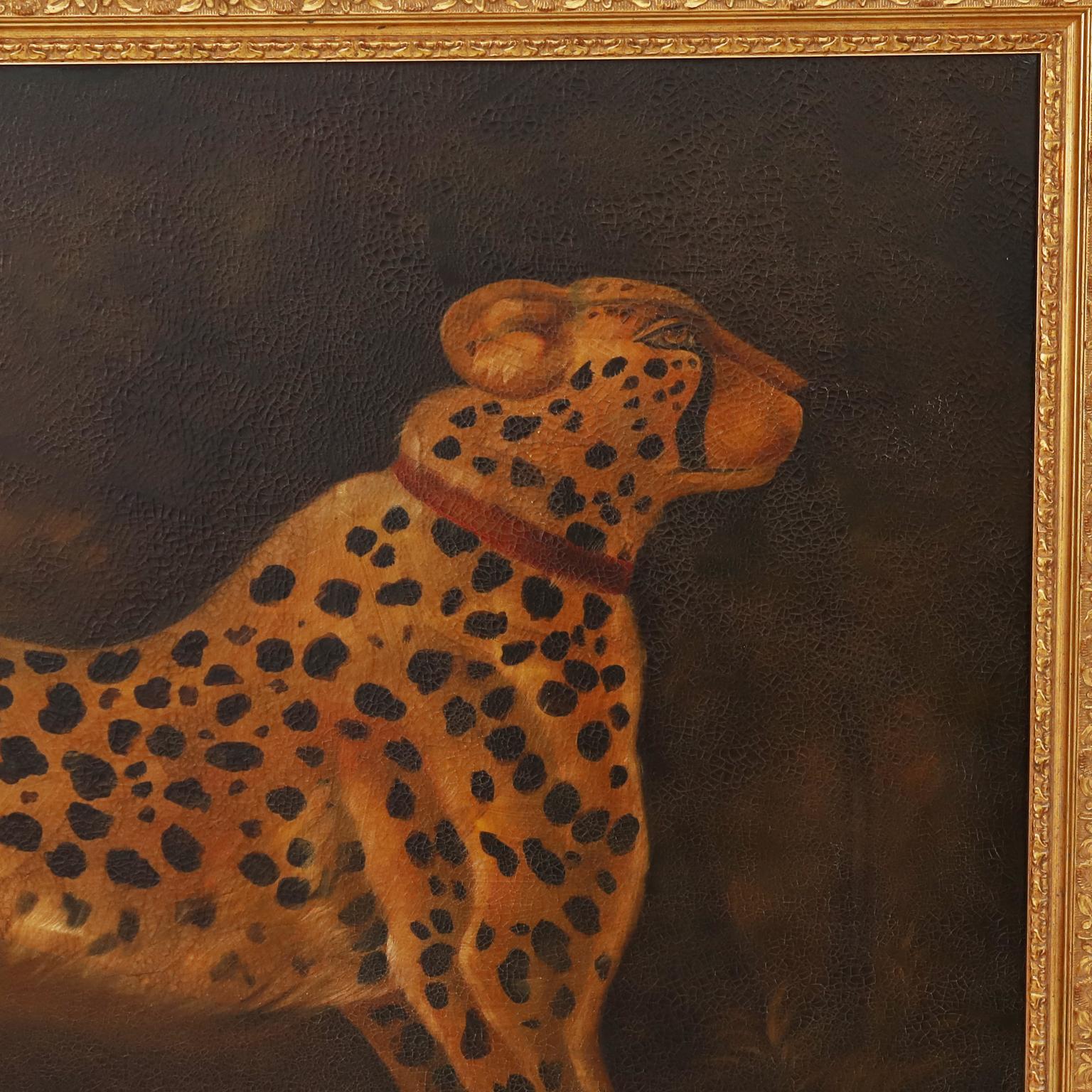 Reginald Baxter Vintage Oil Painting on Canvas of a Cheetah or Leopard - Brown Animal Painting by Unknown