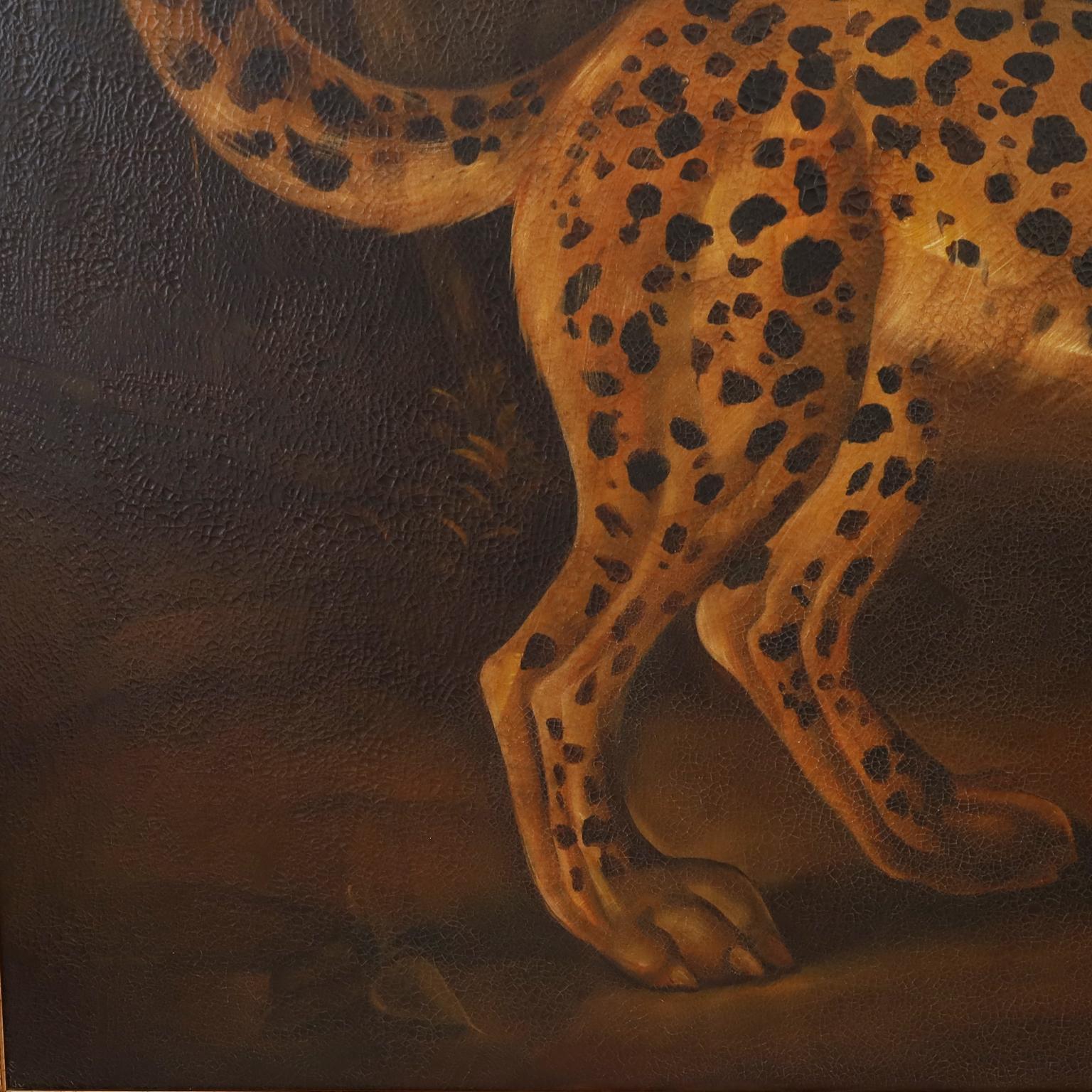 Reginald Baxter Vintage Oil Painting on Canvas of a Cheetah or Leopard 1