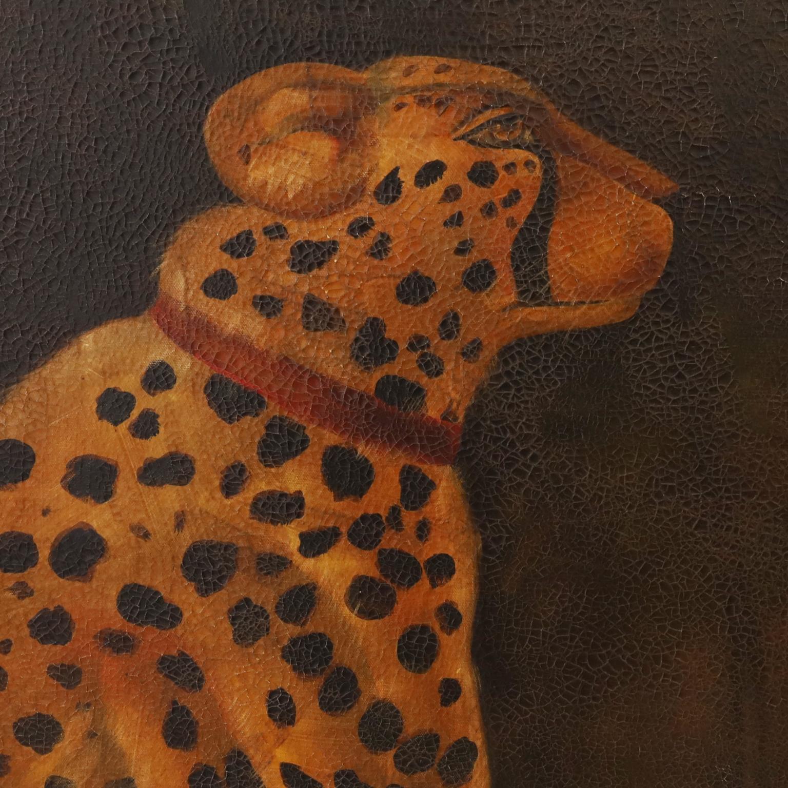 Reginald Baxter Vintage Oil Painting on Canvas of a Cheetah or Leopard 2