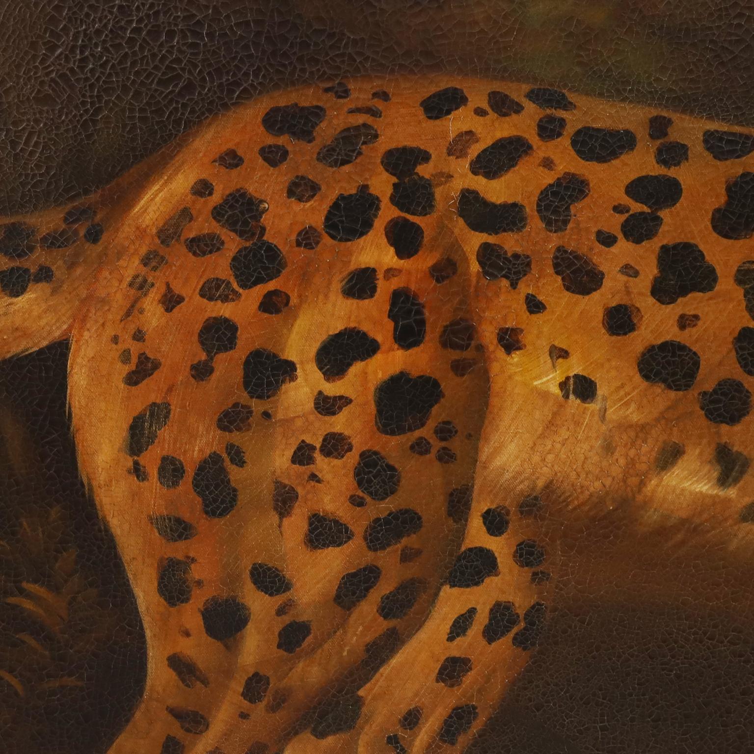 Reginald Baxter Vintage Oil Painting on Canvas of a Cheetah or Leopard 4