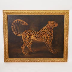 Reginald Baxter Vintage Oil Painting on Canvas of a Cheetah or Leopard