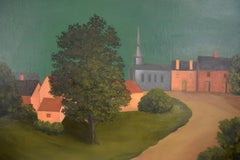 American Regionalism Small Town Landscape in Style of Grant Wood