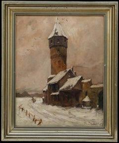 Reinhold Werner (1864 -1939) - Gerahmtes Öl, Verlassen der Friedberger Warte