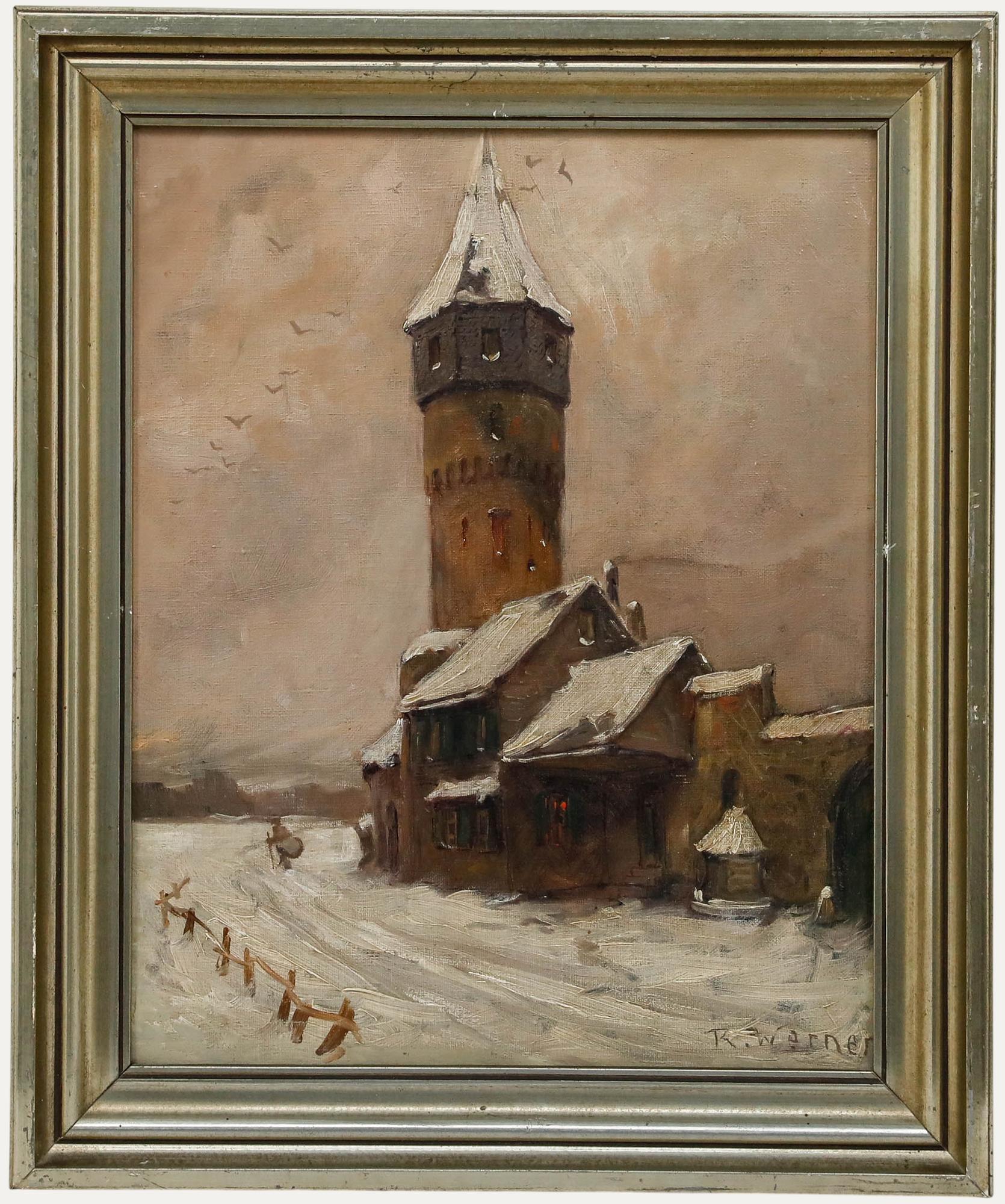 Landscape Painting Unknown - Reinhold Werner (1864 -1939) - Huile encadrée, Sortie de Friedberger Warte