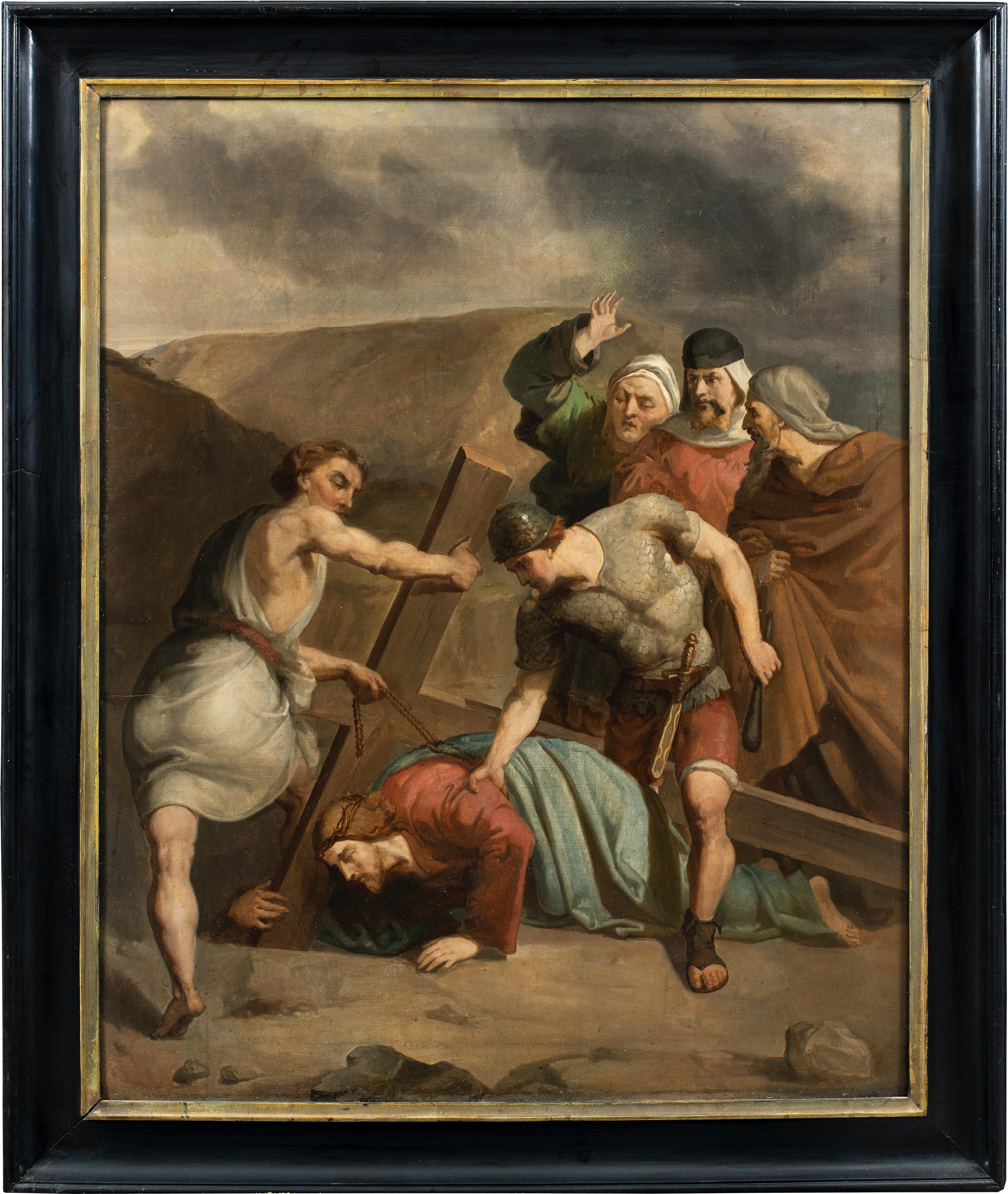 Pittore religioso italiano - 18/19° secolo Gruppo di quattordici dipinti religiosi - Figurative Painting Nero di Unknown