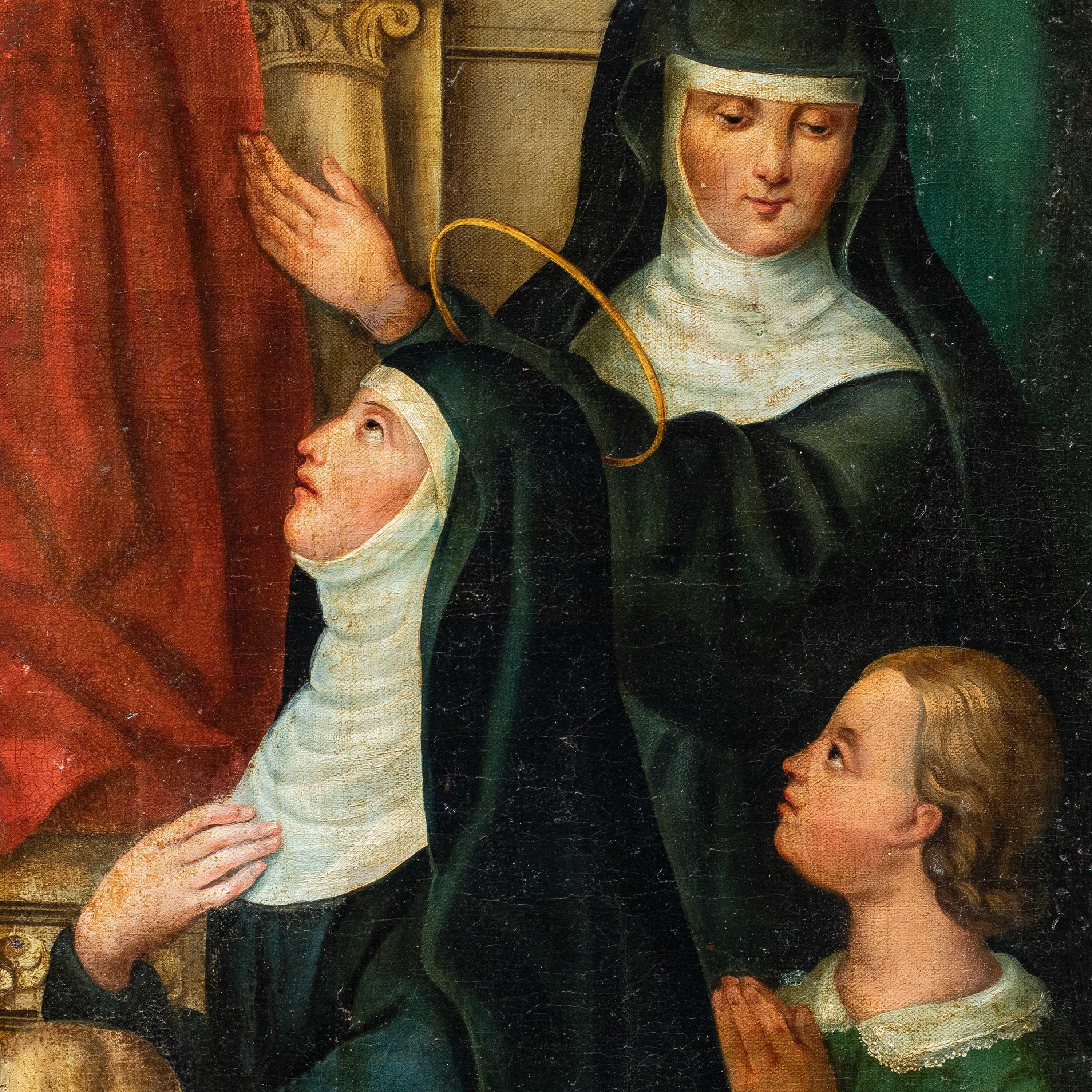 Pintor religioso italiano - Pintura de figuras del siglo XVIII - Santa Mónica - Painting de Unknown