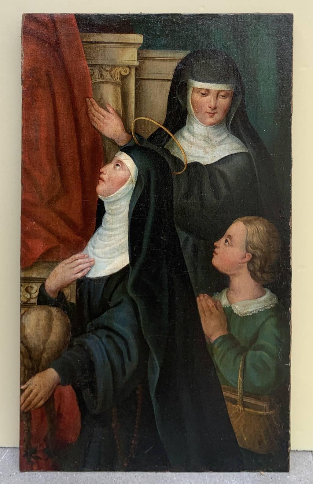 Pintor religioso italiano - Pintura de figuras del siglo XVIII - Santa Mónica - Painting Antiguos maestros de Unknown