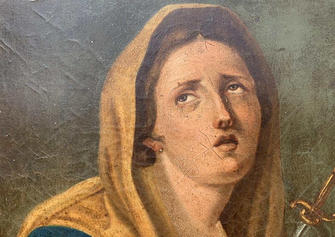 Peintre religieux (école italienne) - Début 19ème peinture figurative - Vierge Madonna en vente 2