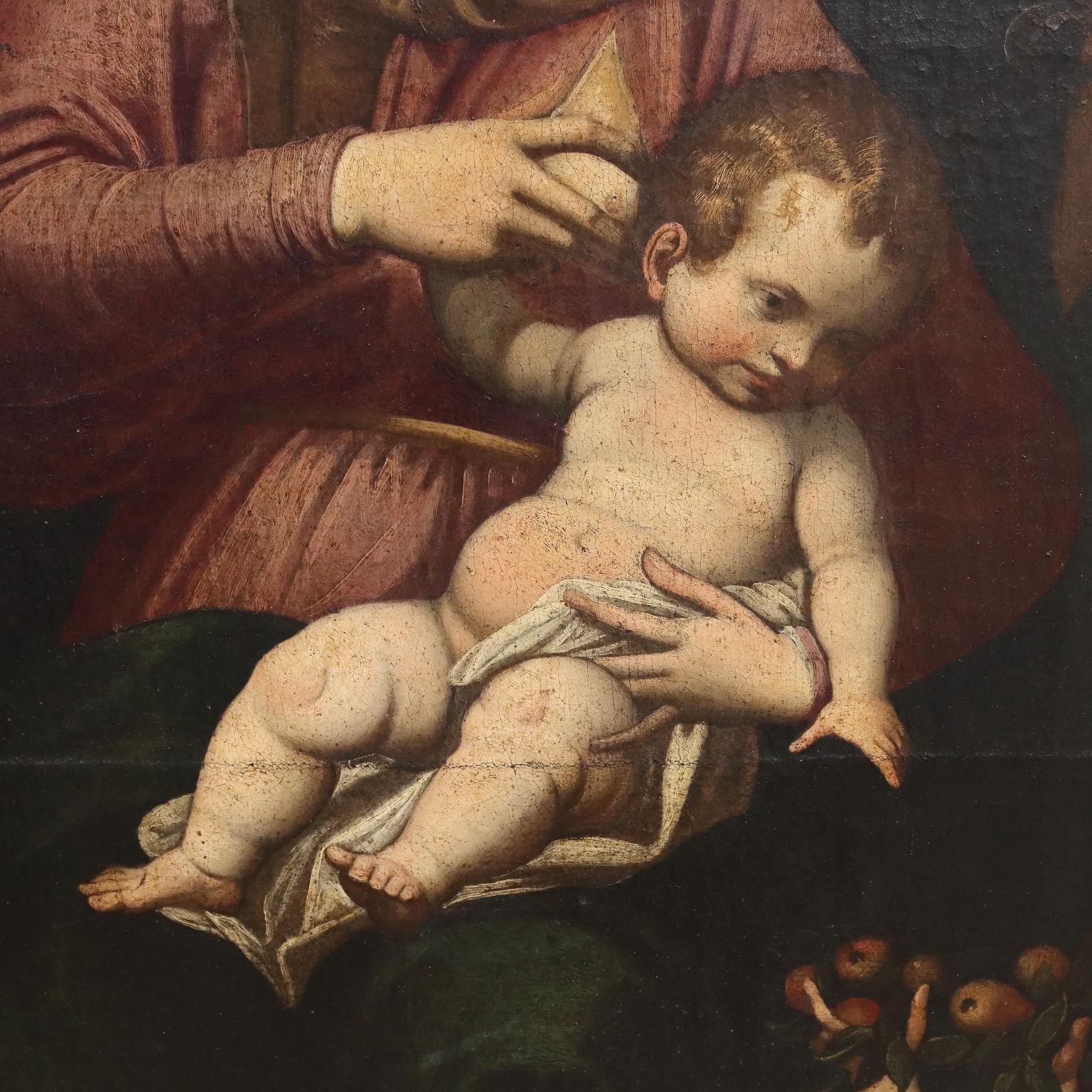 Huile sur toile sur sujet religieux, Italie, XVIIe siècle - Noir Figurative Painting par Unknown