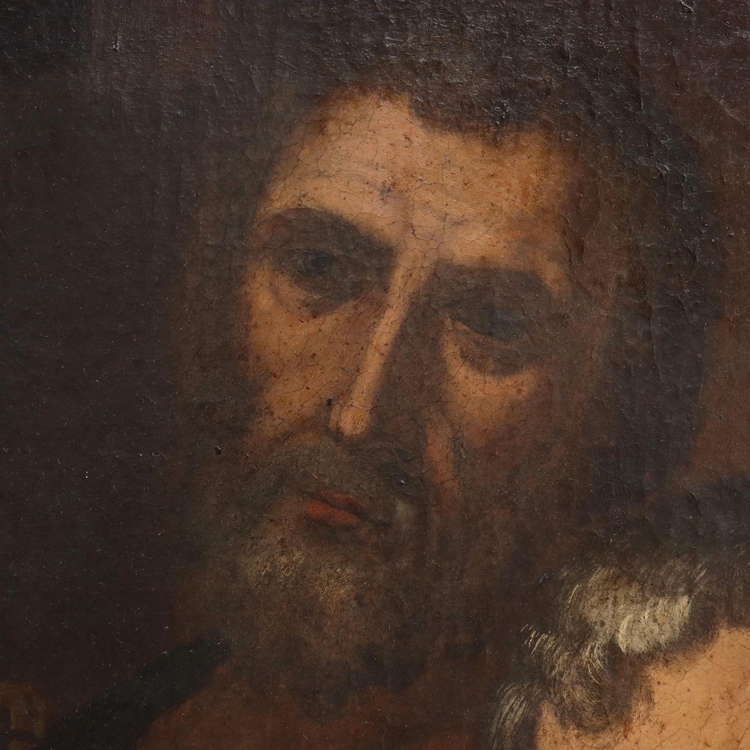 Soggetto religioso Olio su tela Italia XVII secolo in vendita 1
