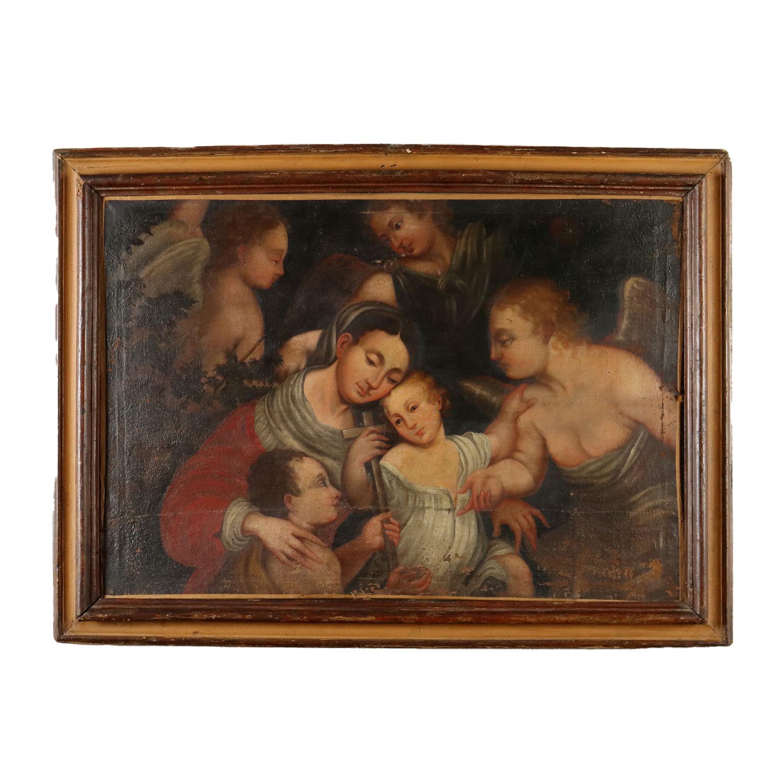 Unknown Figurative Painting – Religiöses Thema, Öl auf Leinwand, Italien XVII. Jahrhundert