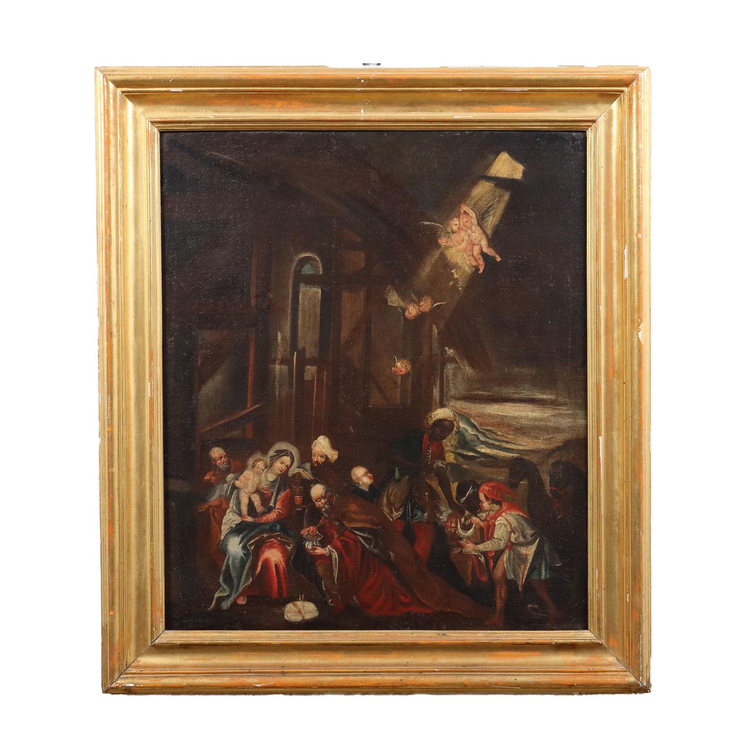Unknown Figurative Painting - Religious Subject Oil on Canvas Italy XVIII Century