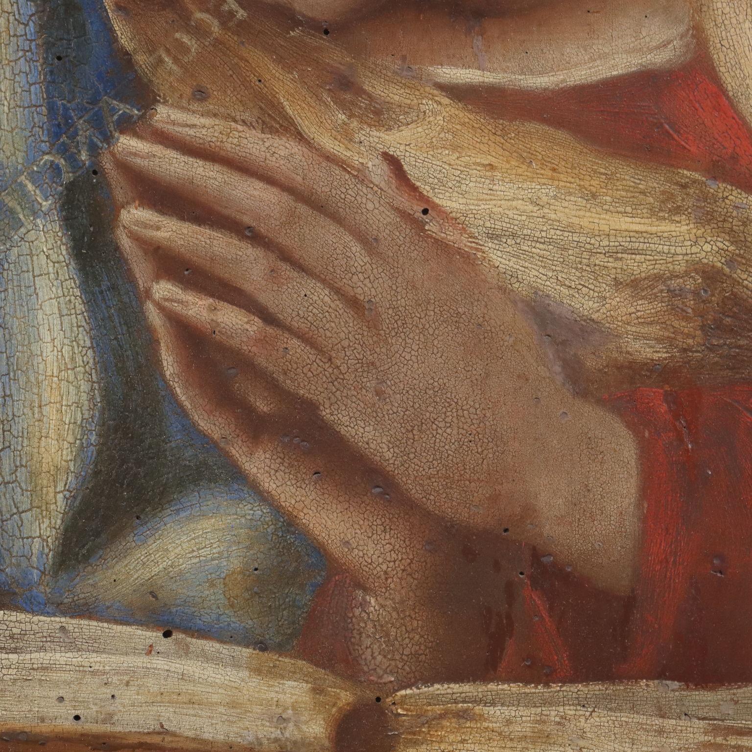 Religious Subject Oil on Wooden Table Italy XVIII Century 6
