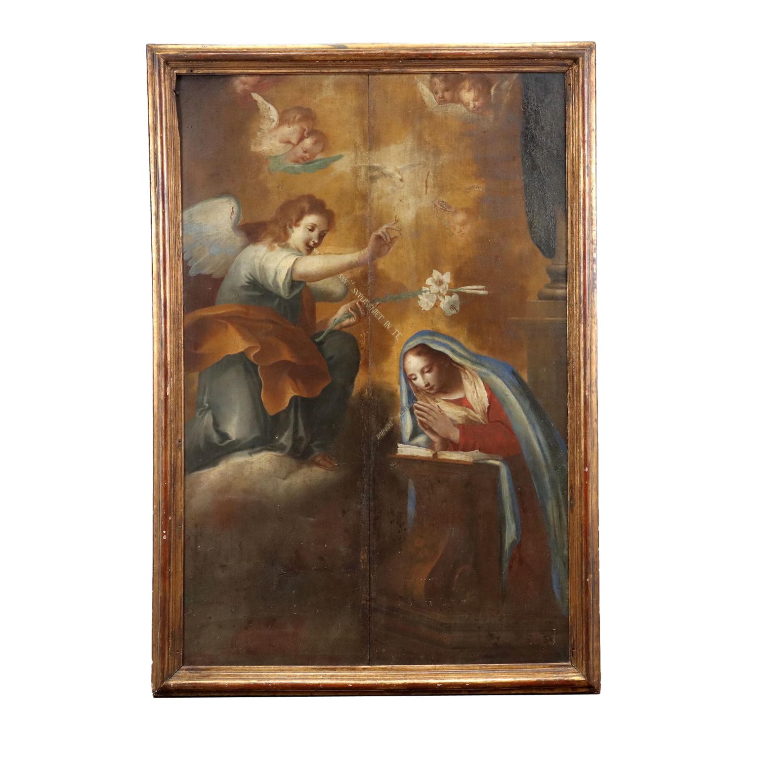 Unknown Figurative Painting - Religious Subject Oil on Wooden Table Italy XVIII Century