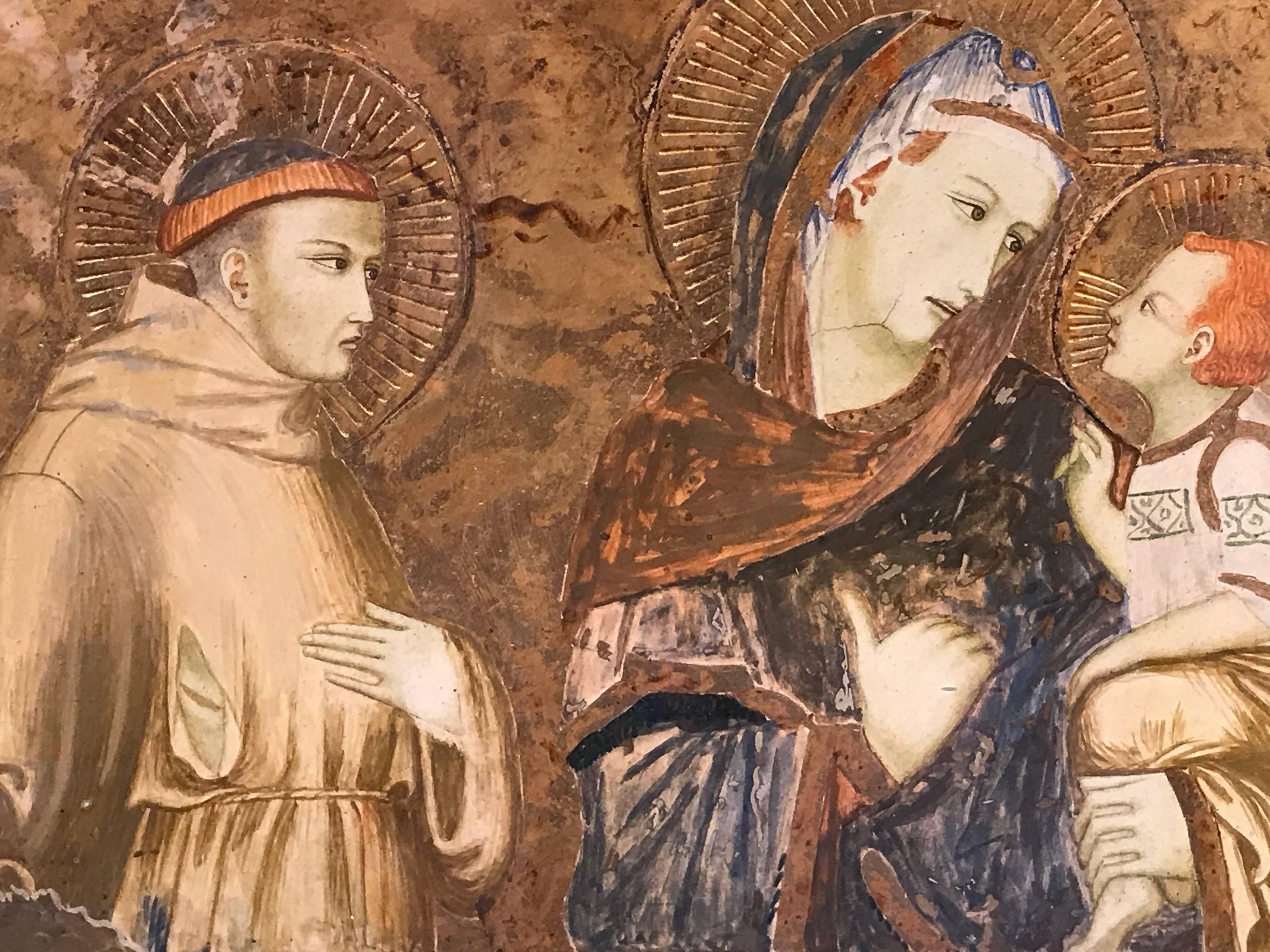 18th Century Italian Masterpiece Madonna & Child after an earlier Giotto Fresco - Painting by Italian Old Master 18th Century
