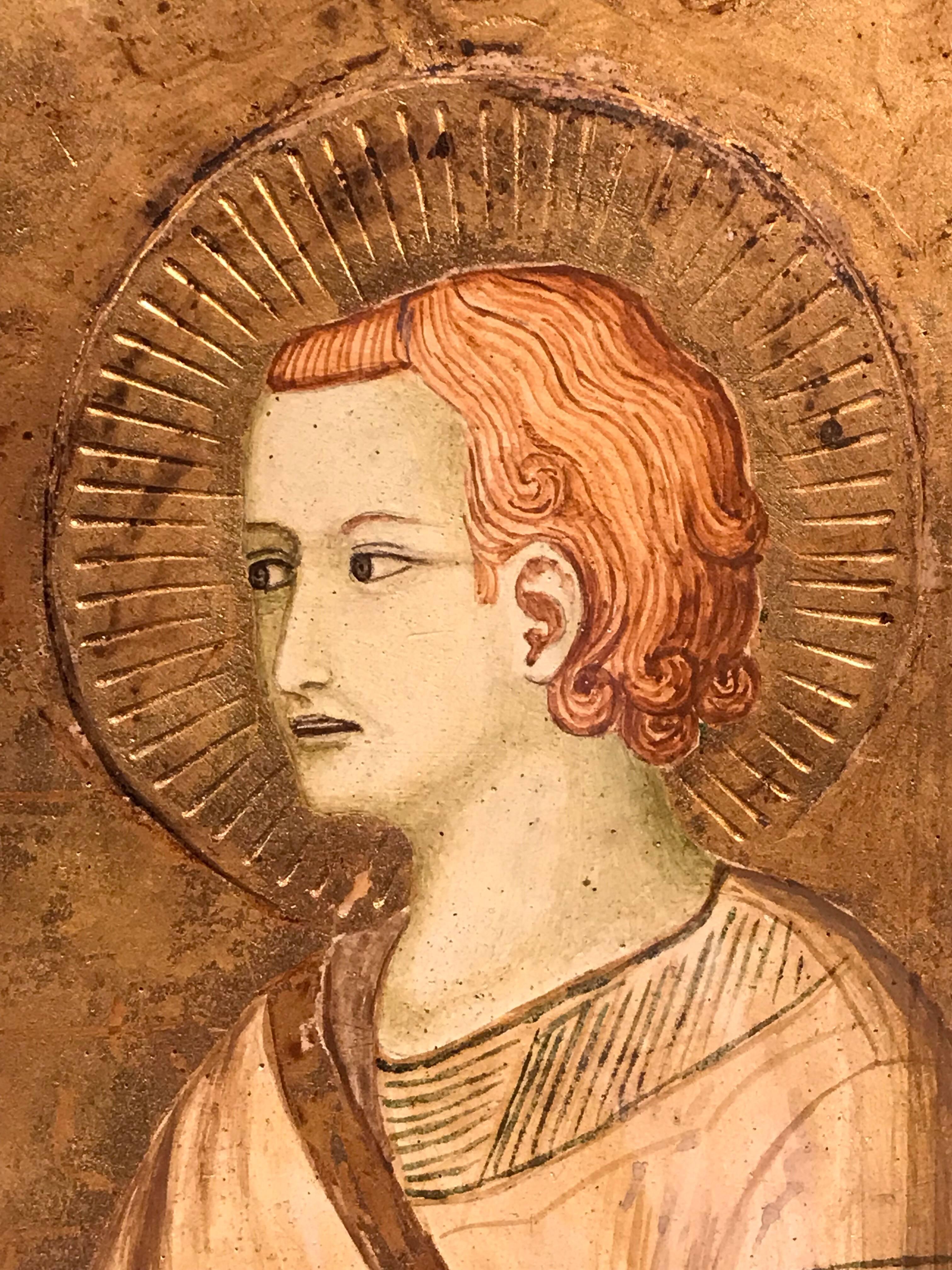 18th Century Italian Masterpiece Madonna & Child after an earlier Giotto Fresco - Gold Portrait Painting by Italian Old Master 18th Century