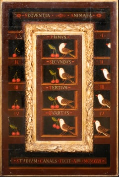 Renaissance Style Panel Still Life Of Birds & Cherries