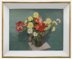 Vintage Rene George Santill - 20th Century Oil, Summer Flowers