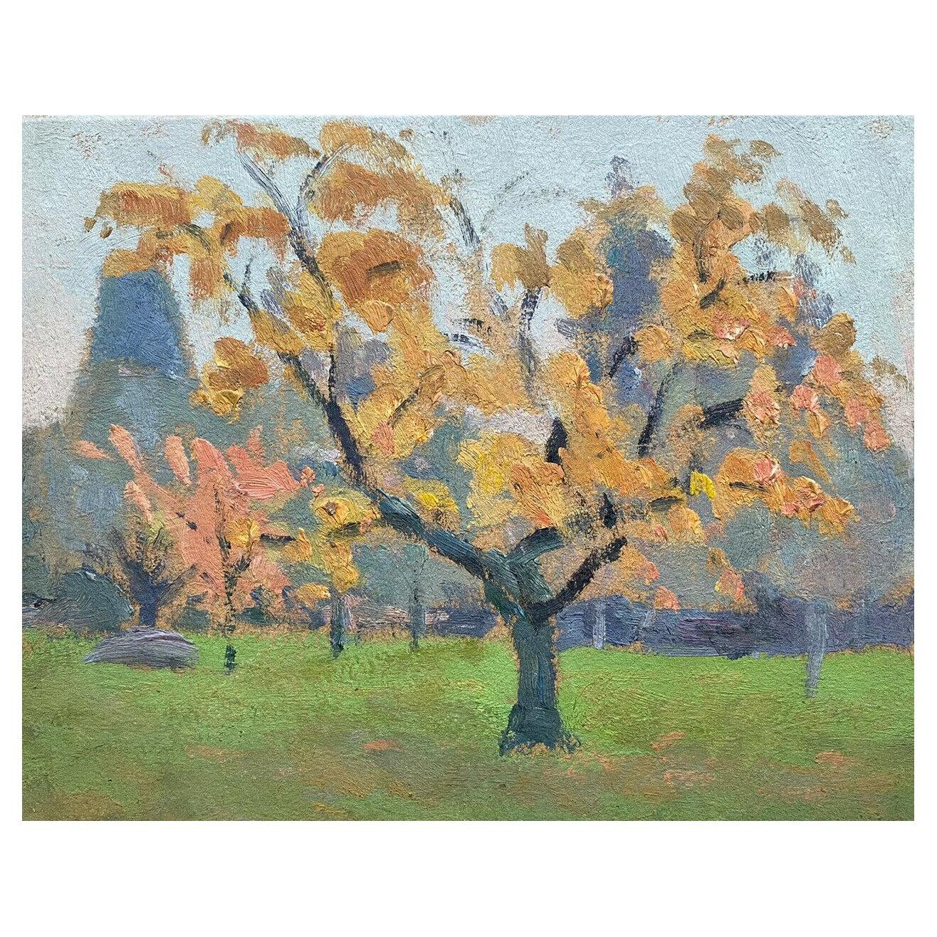 Unknown Landscape Painting - Rene Hutet French Impressionist Oil, Autumn Trees Landscape