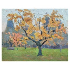 Rene Hutet French Impressionist Oil, Autumn Trees Landscape