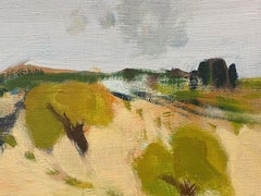 Rene Leroy, French Contemporary Modernist Painting, Muted Green Shades