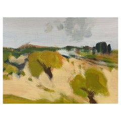 Rene LeRoy, peinture moderniste contemporaine française, tons verts atténués