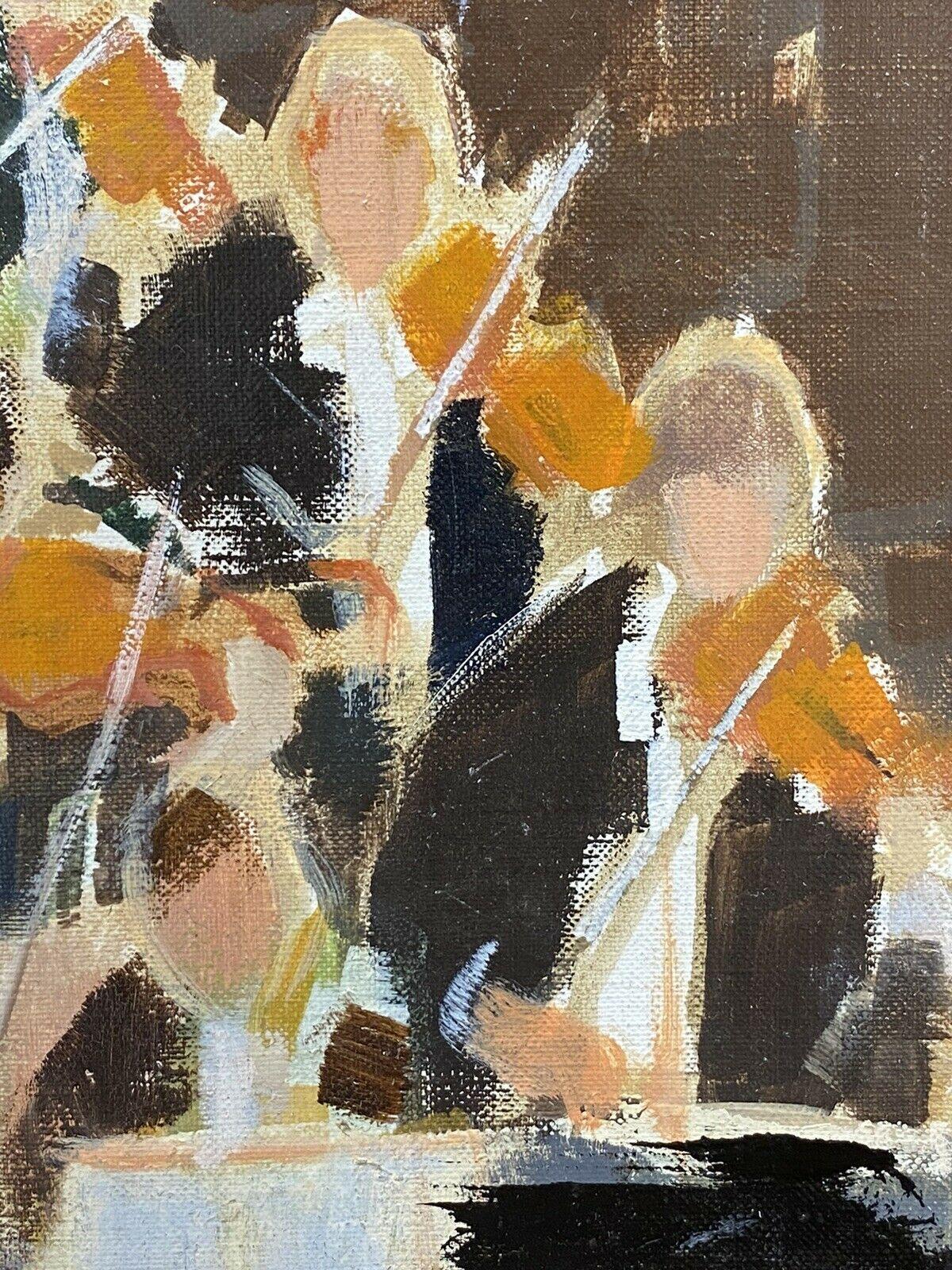Artista/ Escuela: R. Leroy (francés, 1932)

Título: La Orquesta

Técnica: Óleo sobre lienzo

Tamaño: cuadro: 7 x 5 pulgadas

Procedencia: todos los cuadros que tenemos a la venta de este artista, proceden del taller del artista en el oeste de