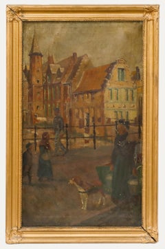 Rene Sauwen - 19th Century Oil, The Barge in Bruges