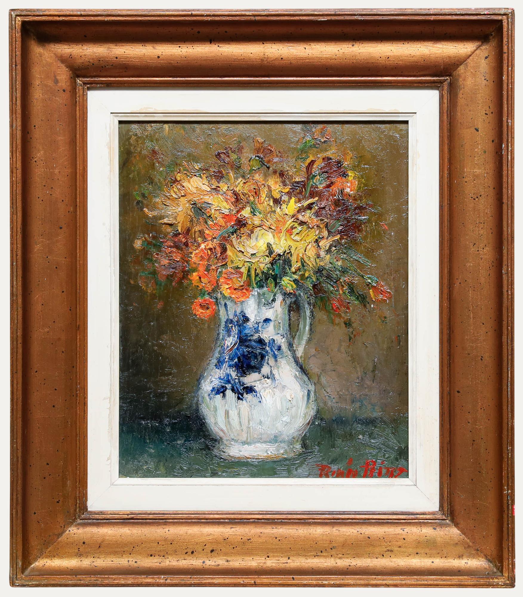Unknown Still-Life Painting - Renee Prinz (1883-1973) - Mid 20th Century Oil, Orange Flowers