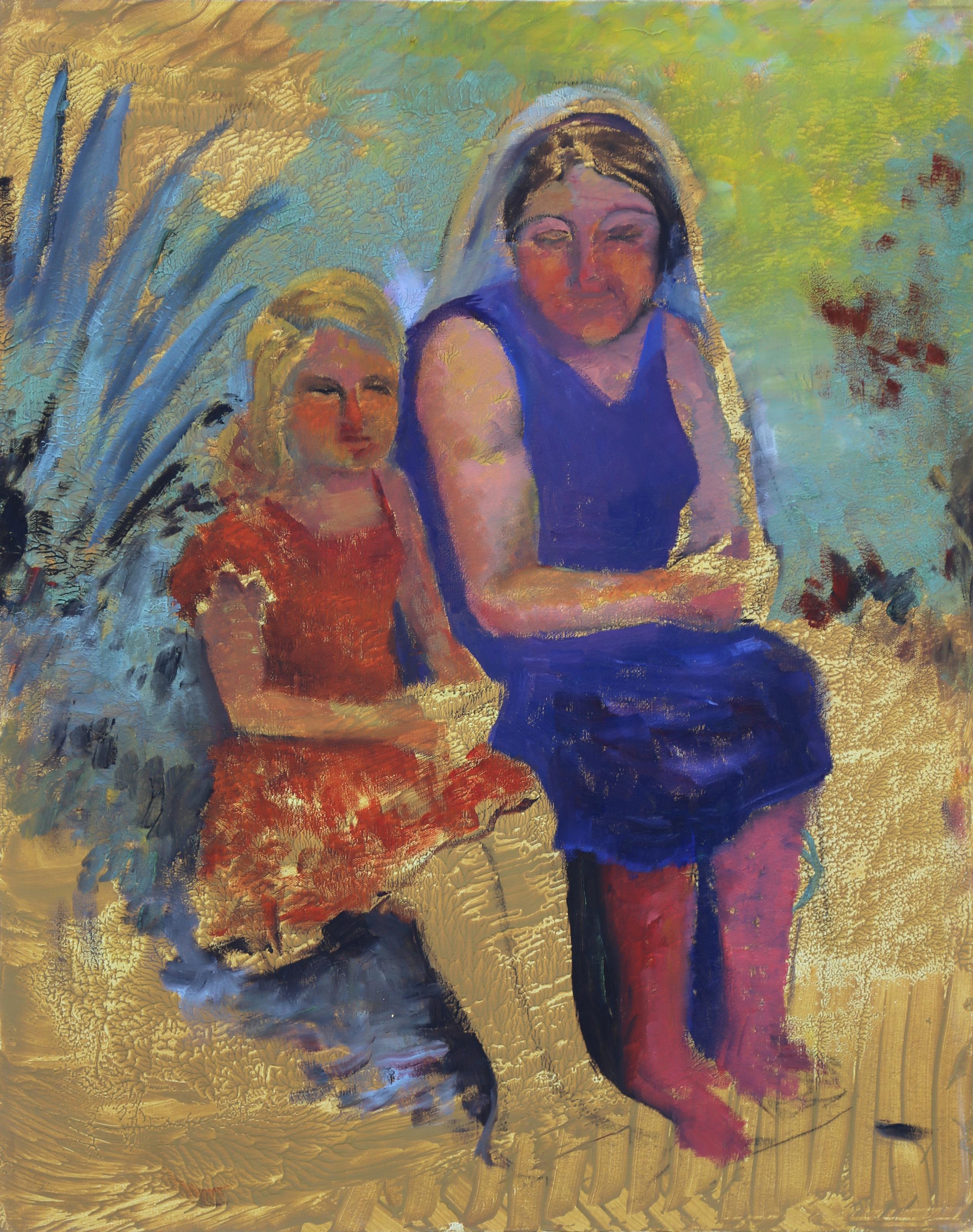 Jalal Gharbi, Tunisian/American (1920 - 2005) - Rest by the Wayside, Year:  circa 1970, Medium:  Oil on Canvas, Size:  30 x 24 in. (76.2 x 60.96 cm), Description:  "Rest by the Wayside" is an oil painting by Jalal Gharbi (1920-2005) who was a